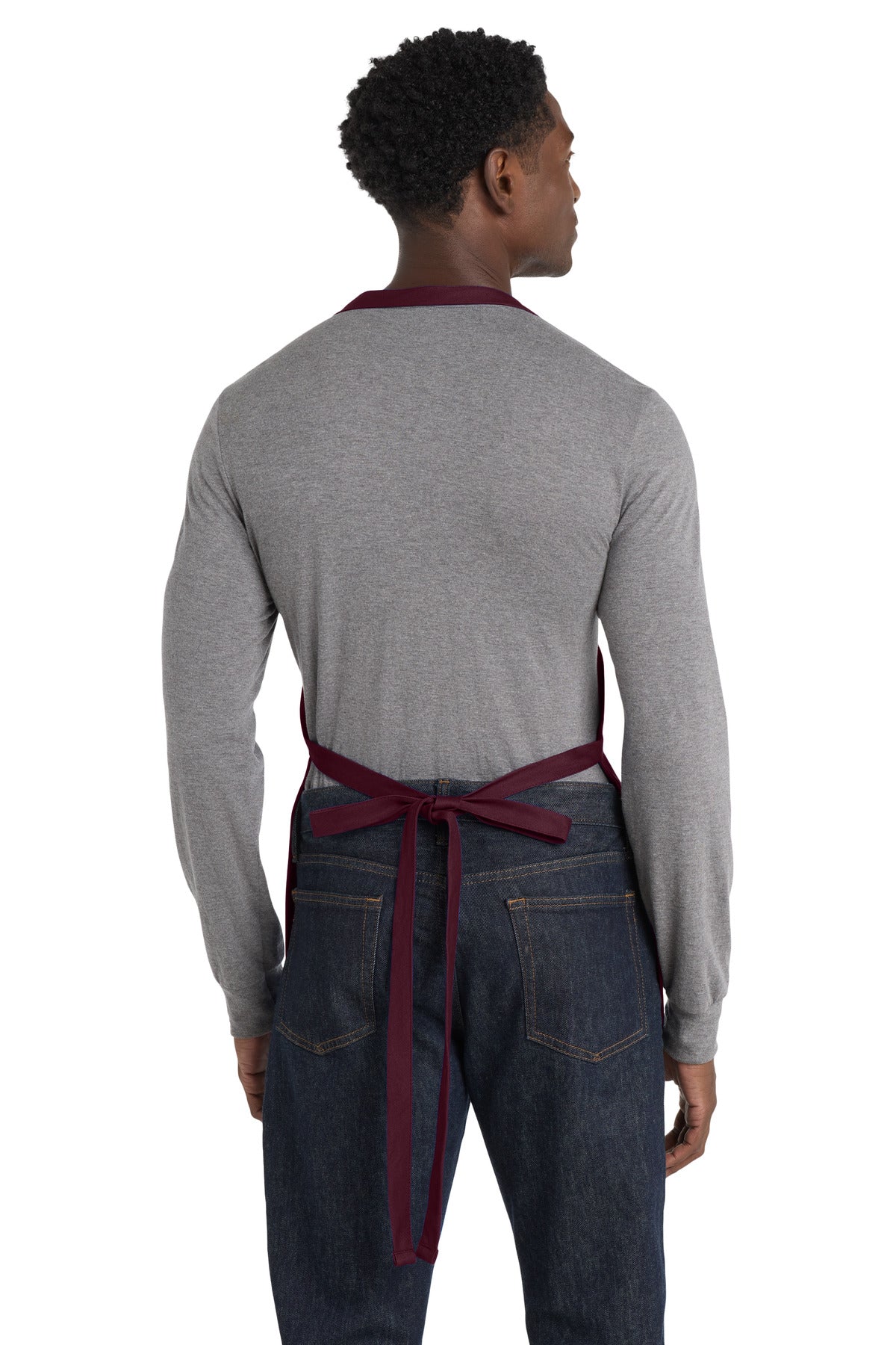 Maroon Port Authority Medium-Length Apron with Pouch Pockets. A510
