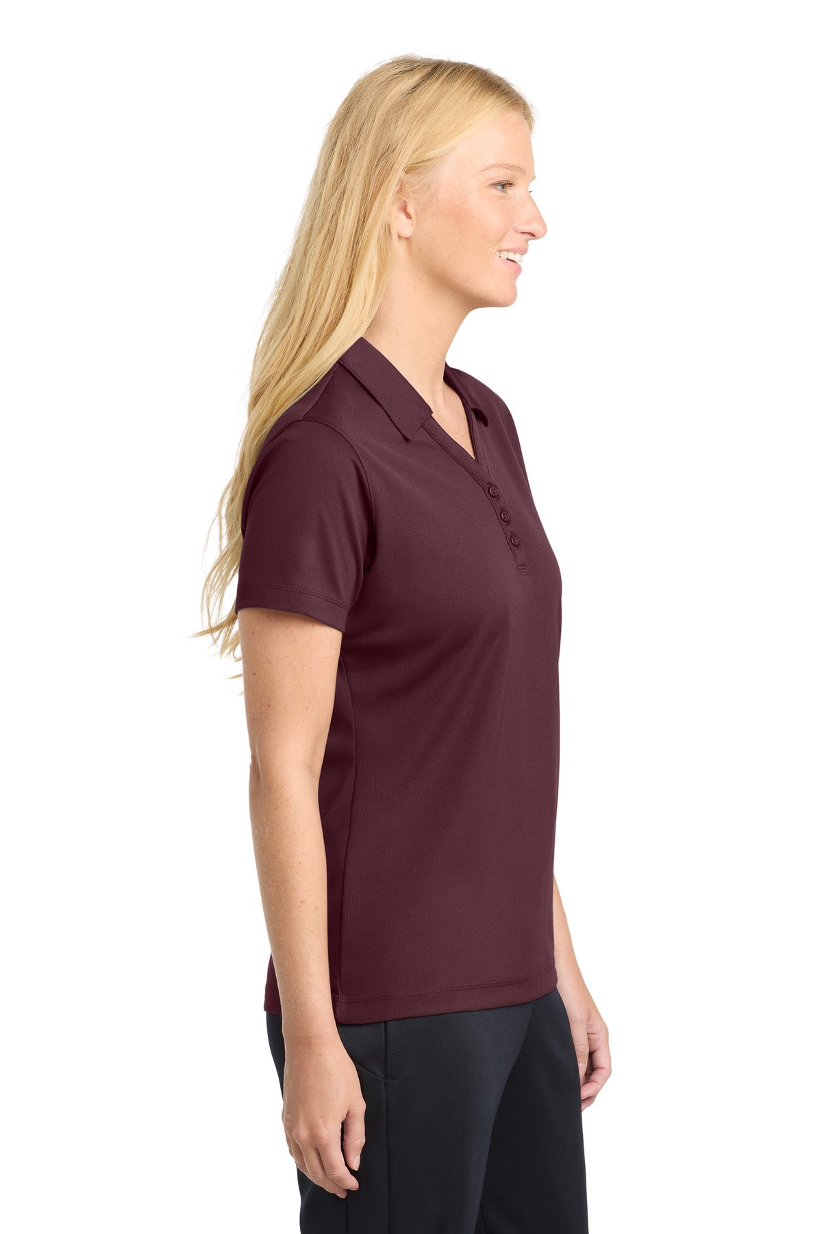 Maroon Sport-Tek Women's PosiCharge Micro-Mesh Polo. LST680