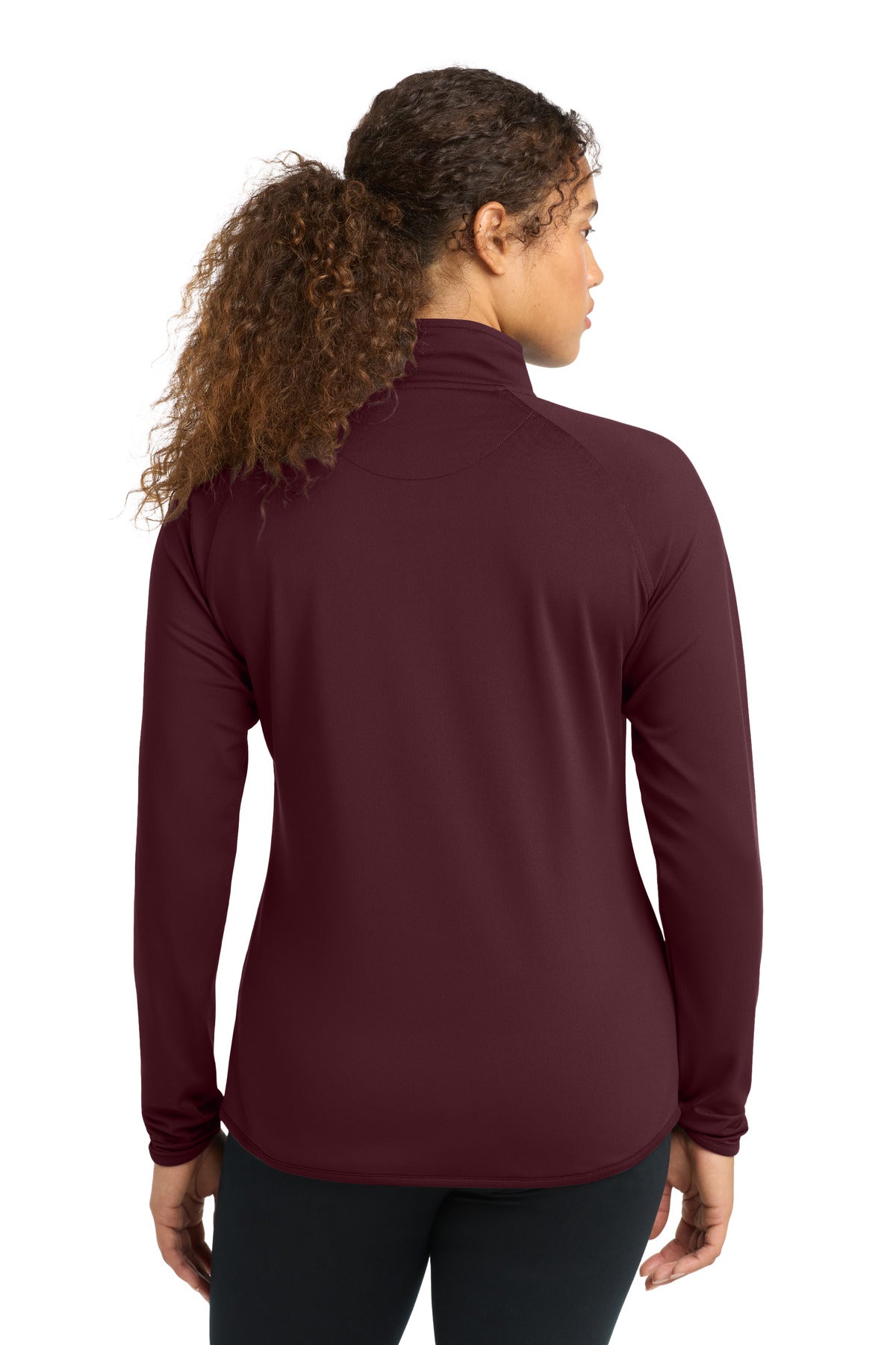 Maroon Sport-Tek Women's Sport-Wick Stretch 1/4-Zip Pullover. LST850