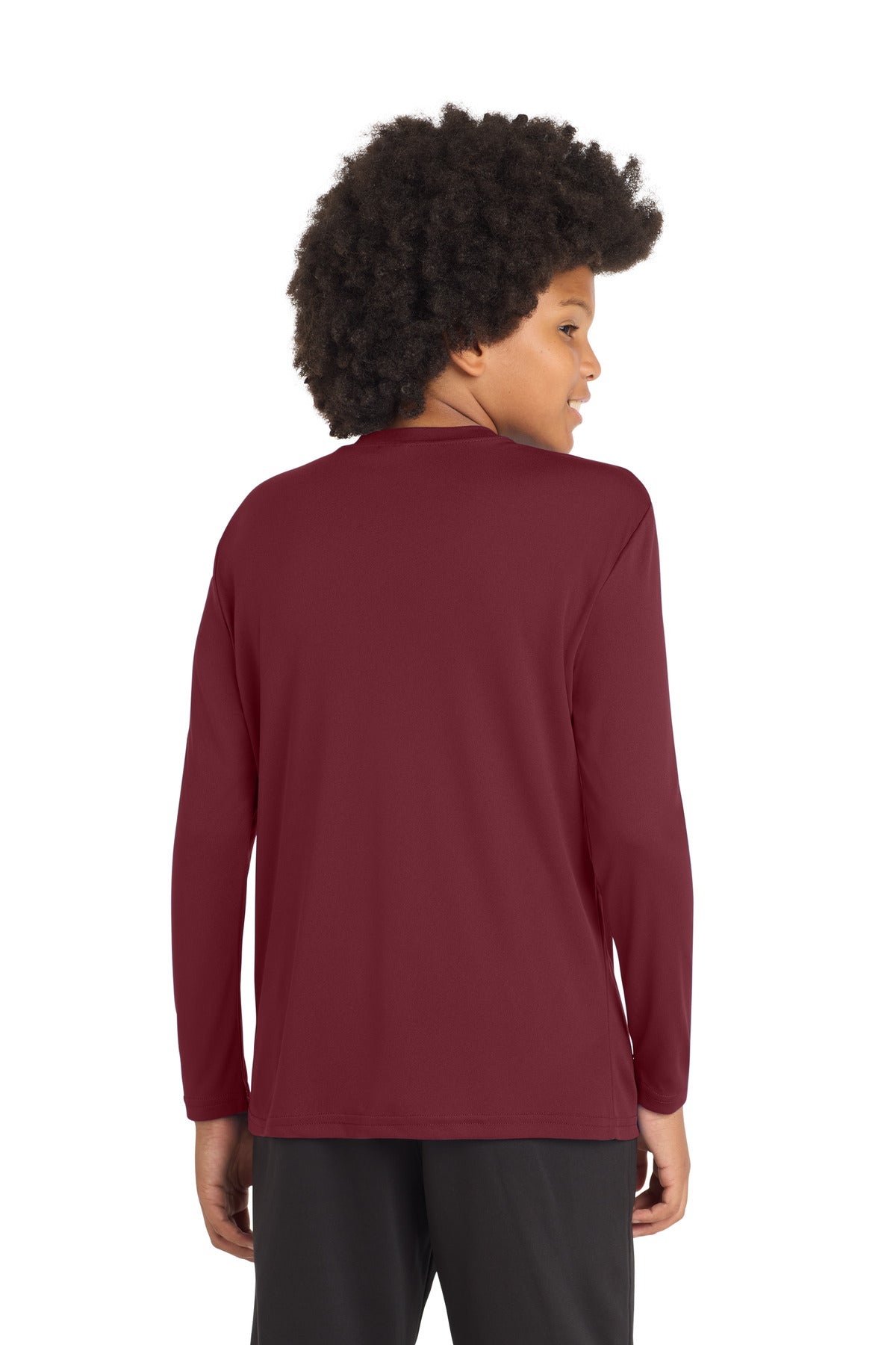 Maroon Sport-Tek Youth Long Sleeve PosiCharge Competitor Tee. YST350LS