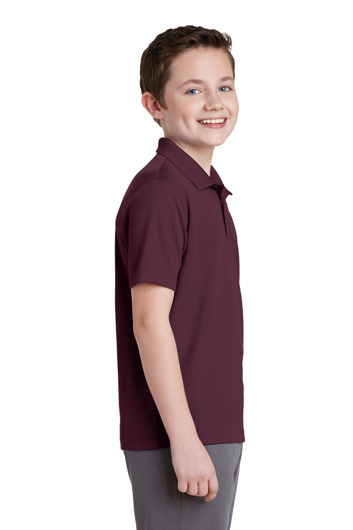 Maroon Sport-Tek Youth PosiCharge RacerMesh Polo. YST640