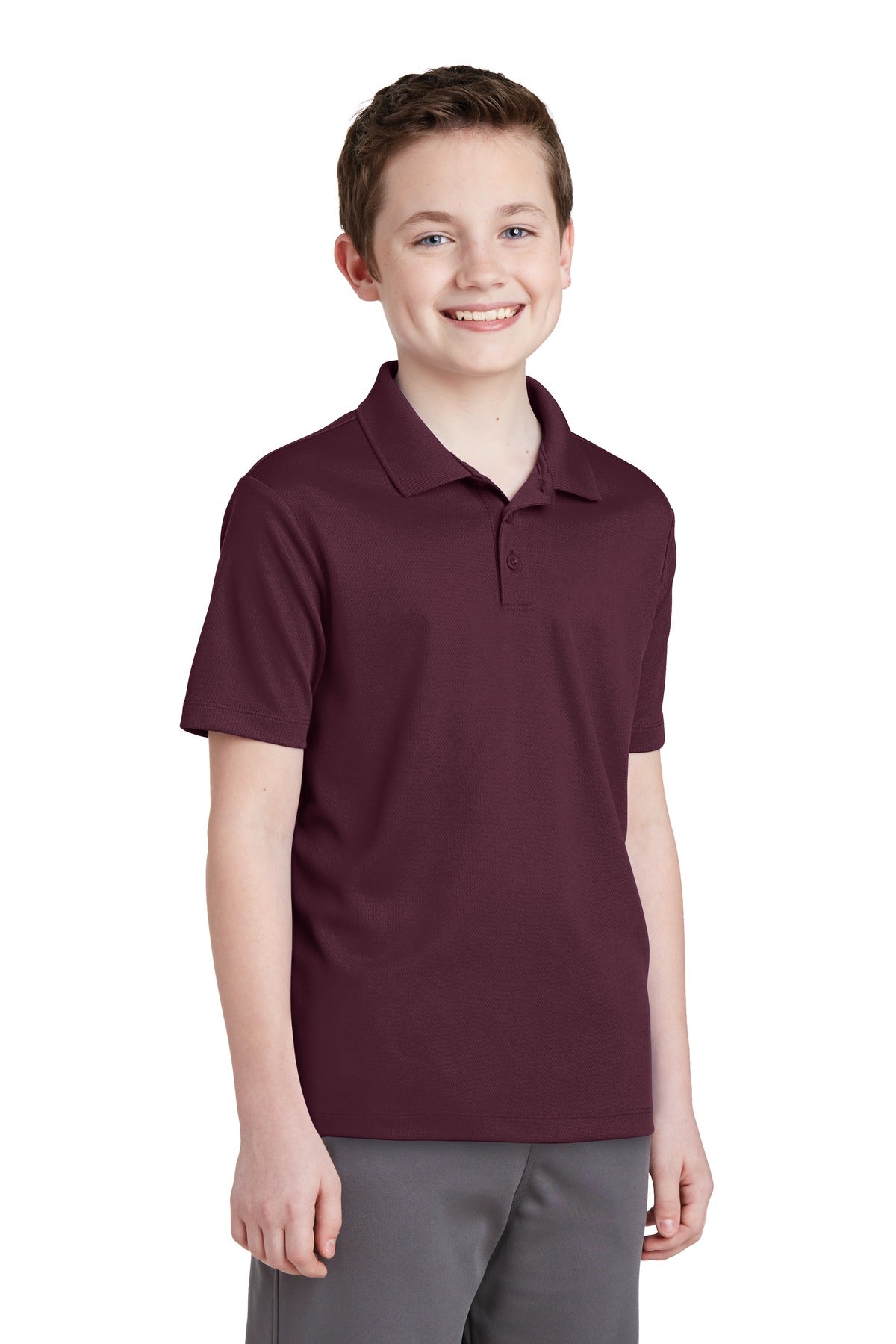 Maroon Sport-Tek Youth PosiCharge RacerMesh Polo. YST640