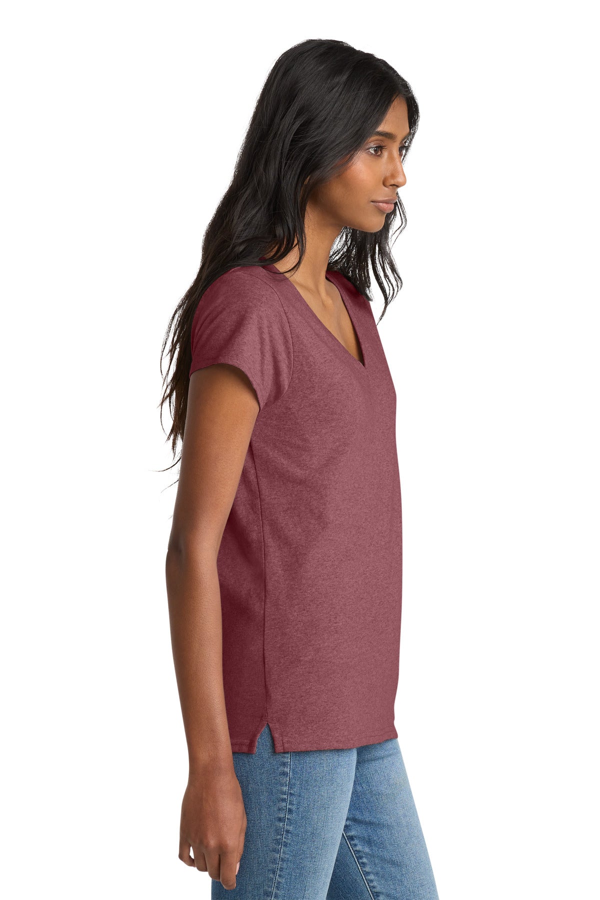 MaroonHthr District Women's Re-Tee V-Neck DT8001