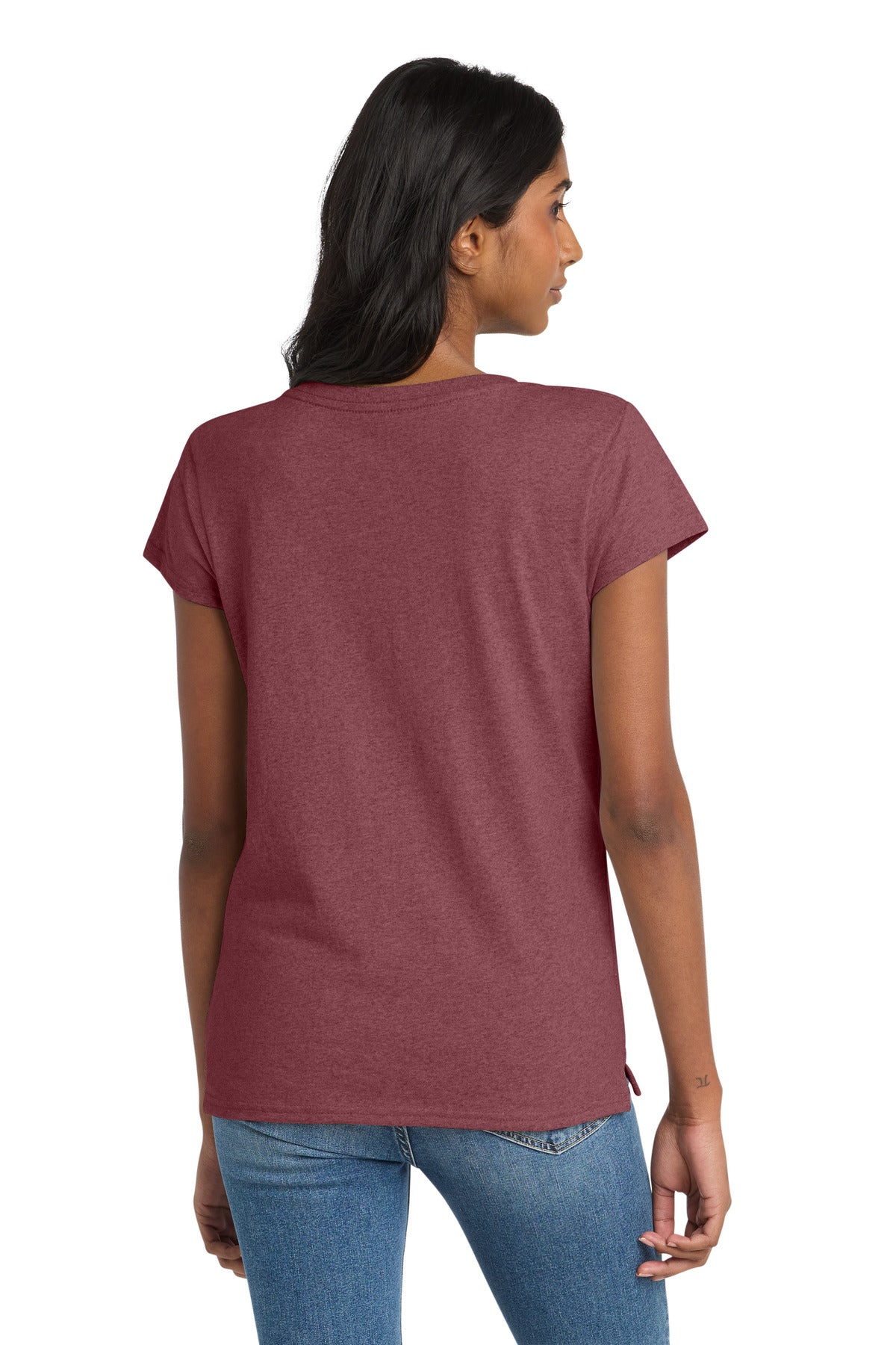 MaroonHthr District Women's Re-Tee V-Neck DT8001