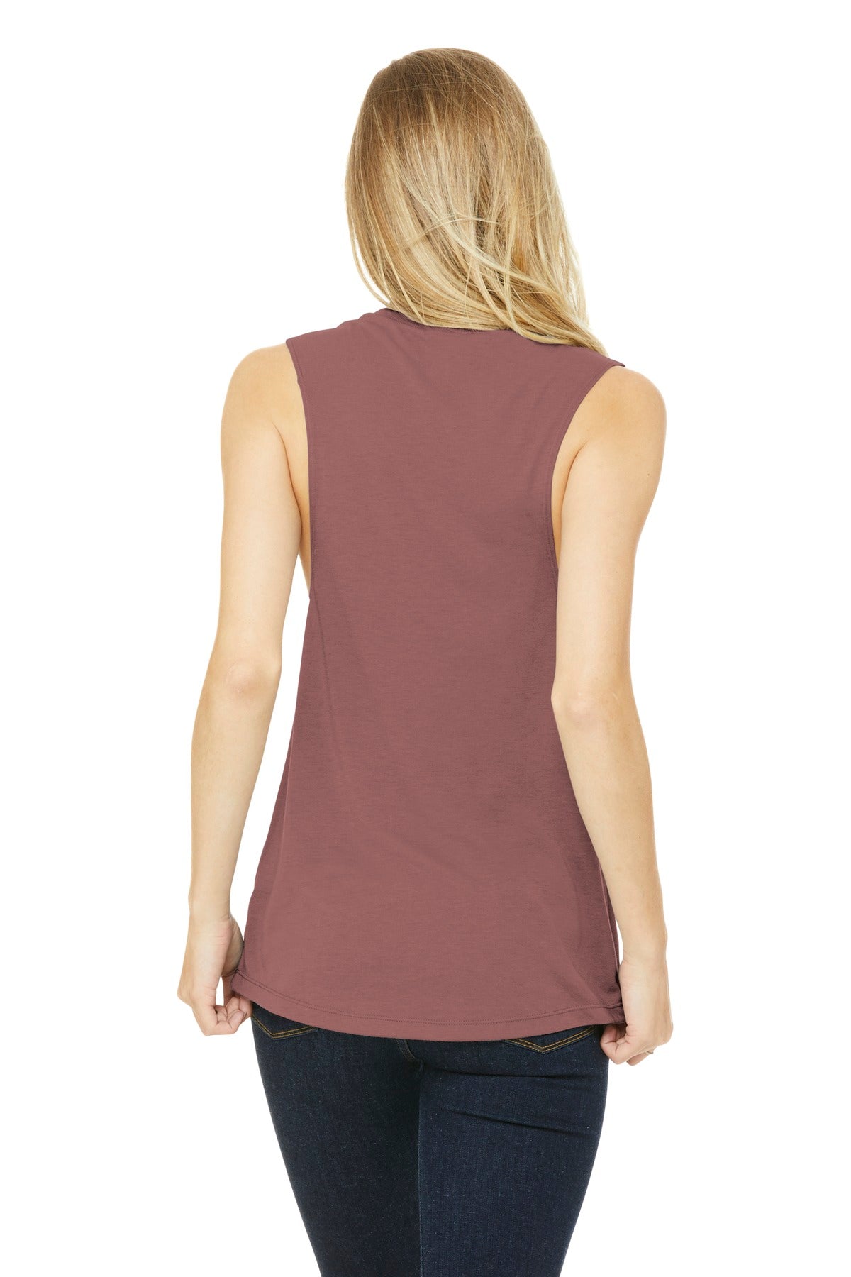 Mauve BELLA+CANVAS Women's Flowy Scoop Muscle Tank. BC8803