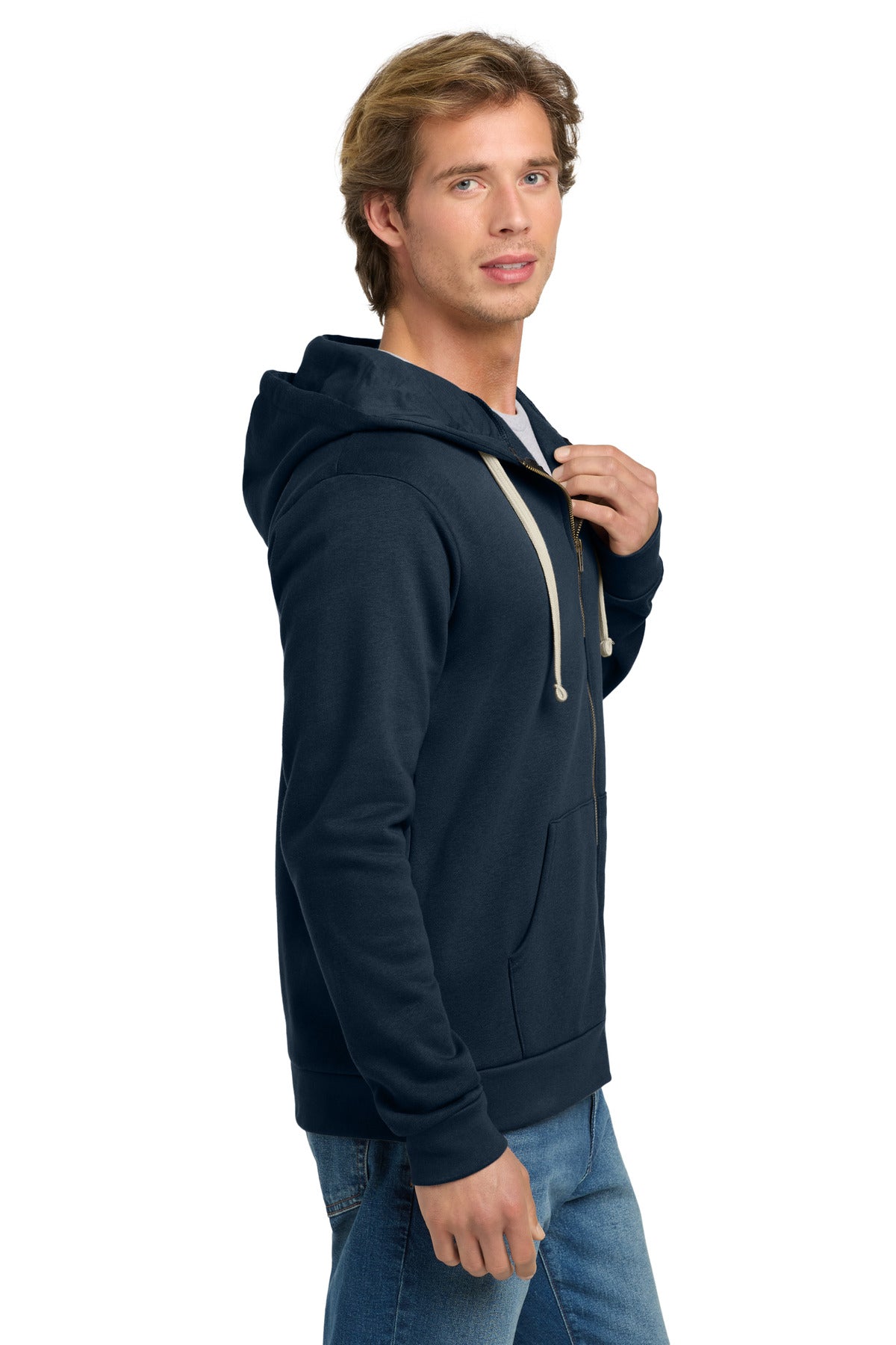 MdntNavy Next Level Apparel Adult Santa Barbara Zip Hoodie. NL9602