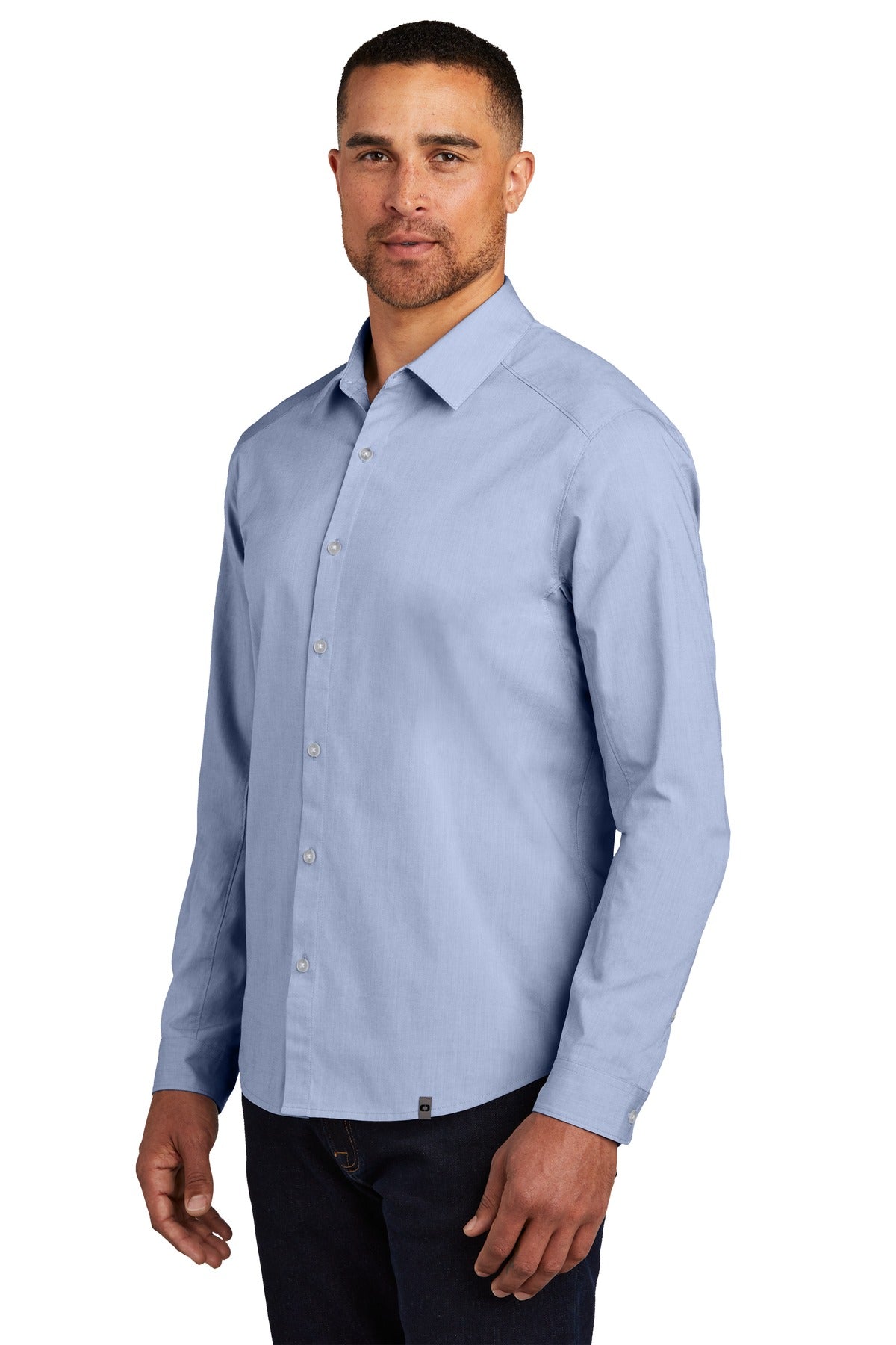 Metal Blue Hth OGIO Commuter Woven Shirt. OG1002