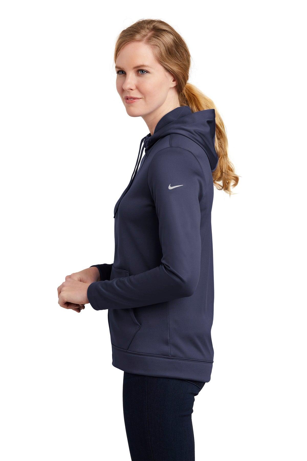 Midnight Navy Nike Women's Therma-FIT Full-Zip Fleece Hoodie. NKAH6264
