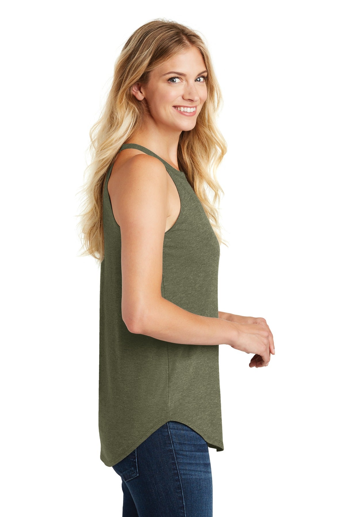 Military Gn Fr District Women's Perfect Tri Rocker Tank. DT137L