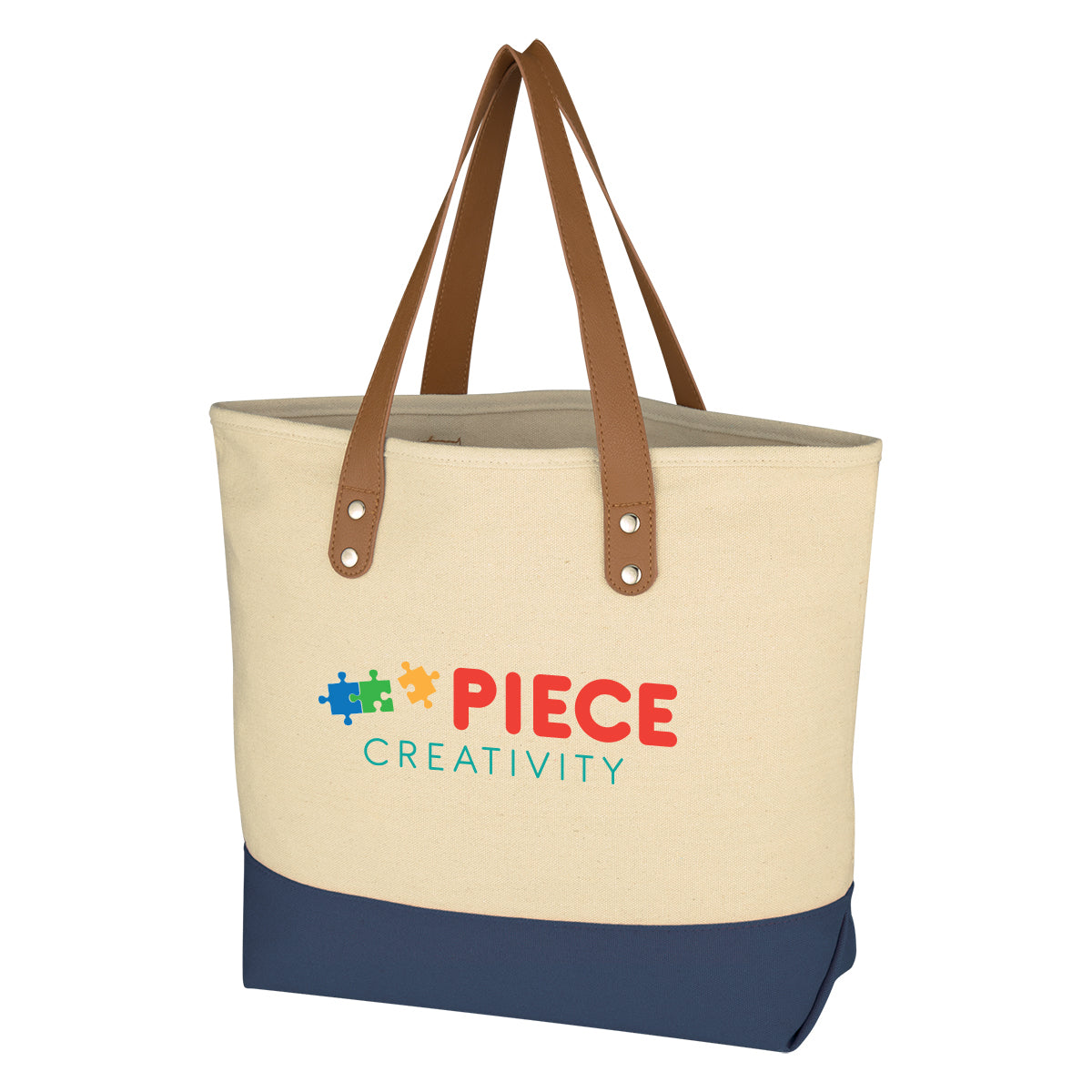 NATURAL WITH NAVY Alison Tote Bag grouped