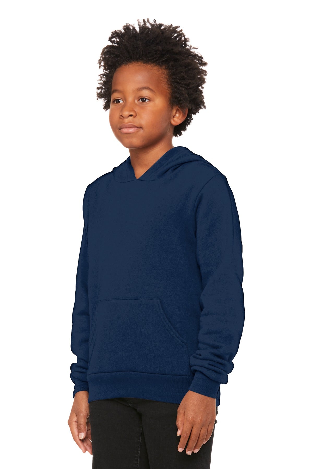 Navy BELLA+CANVAS Youth Sponge Fleece Pullover Hoodie BC3719Y