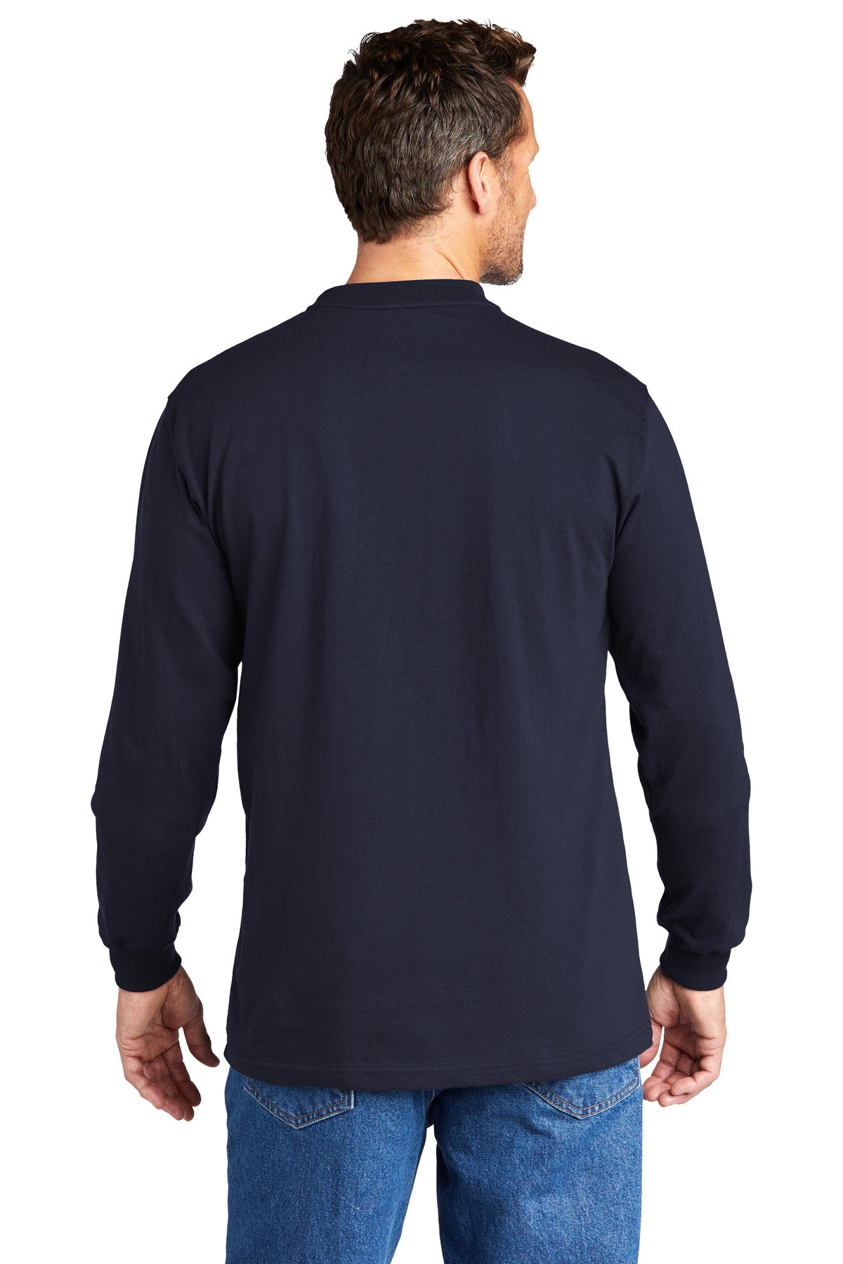Navy Carhartt Long Sleeve Henley T-Shirt CTK128