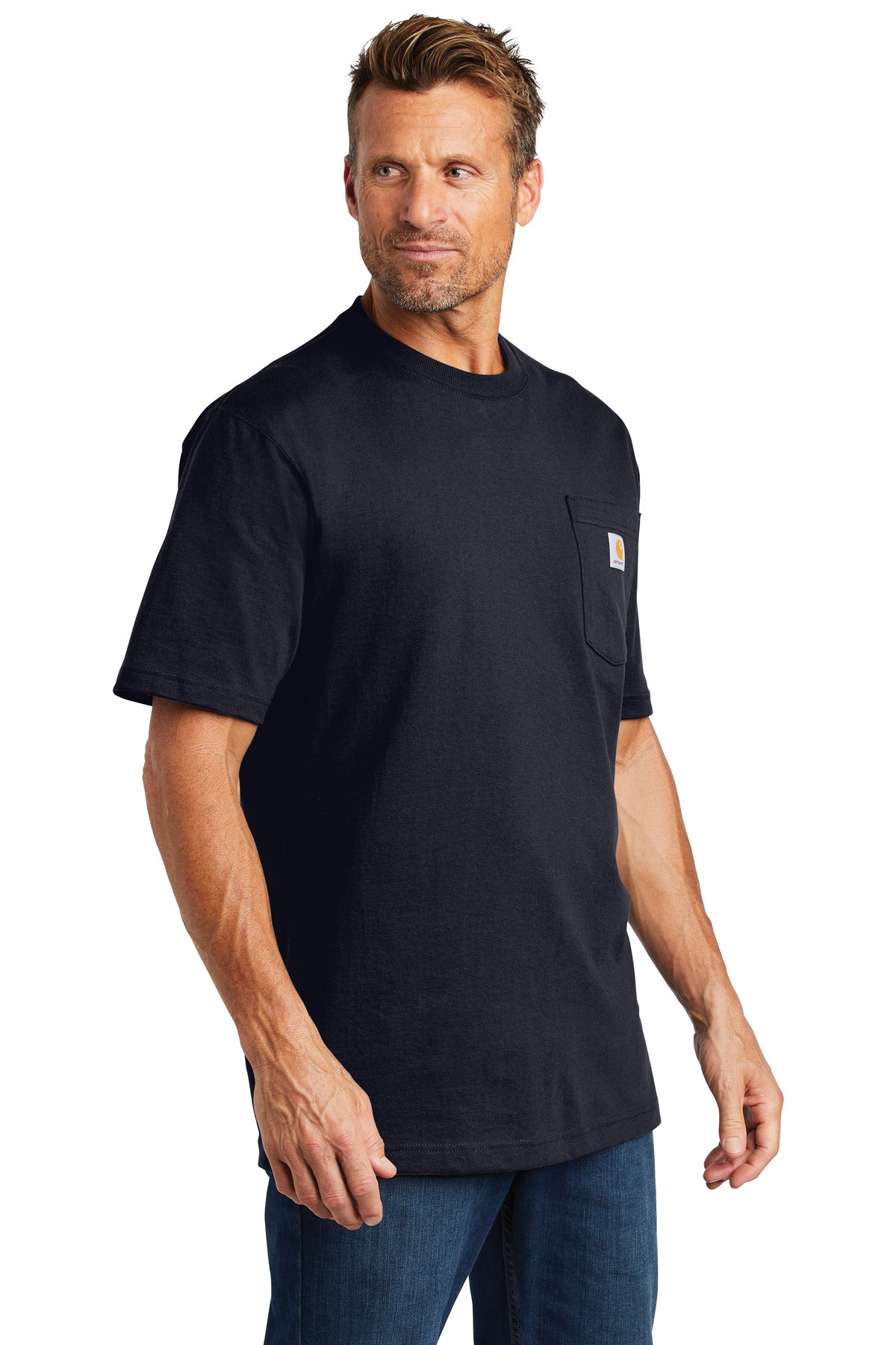 Navy Carhartt Tall Workwear Pocket Short Sleeve T-Shirt. CTTK87