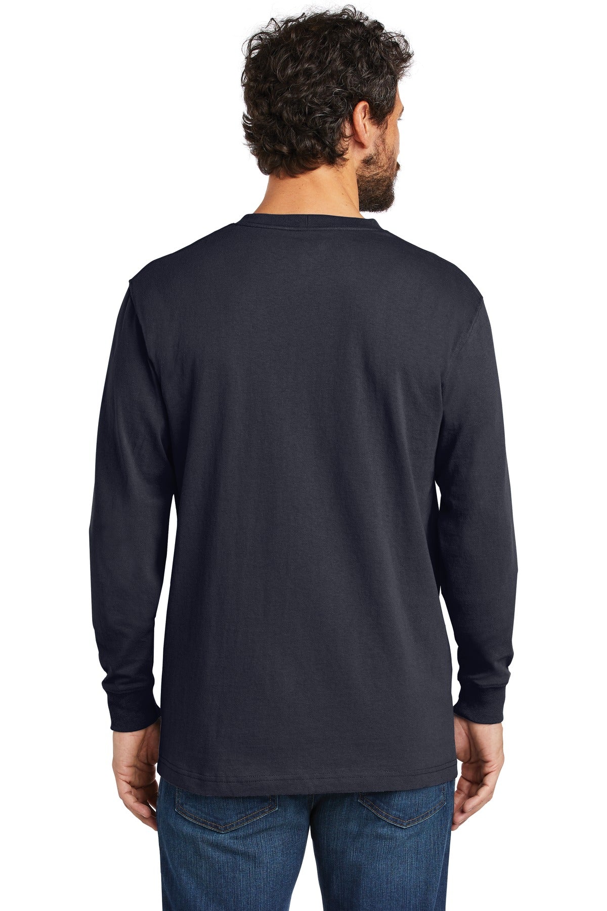 Navy Carhartt Workwear Pocket Long Sleeve T-Shirt. CTK126