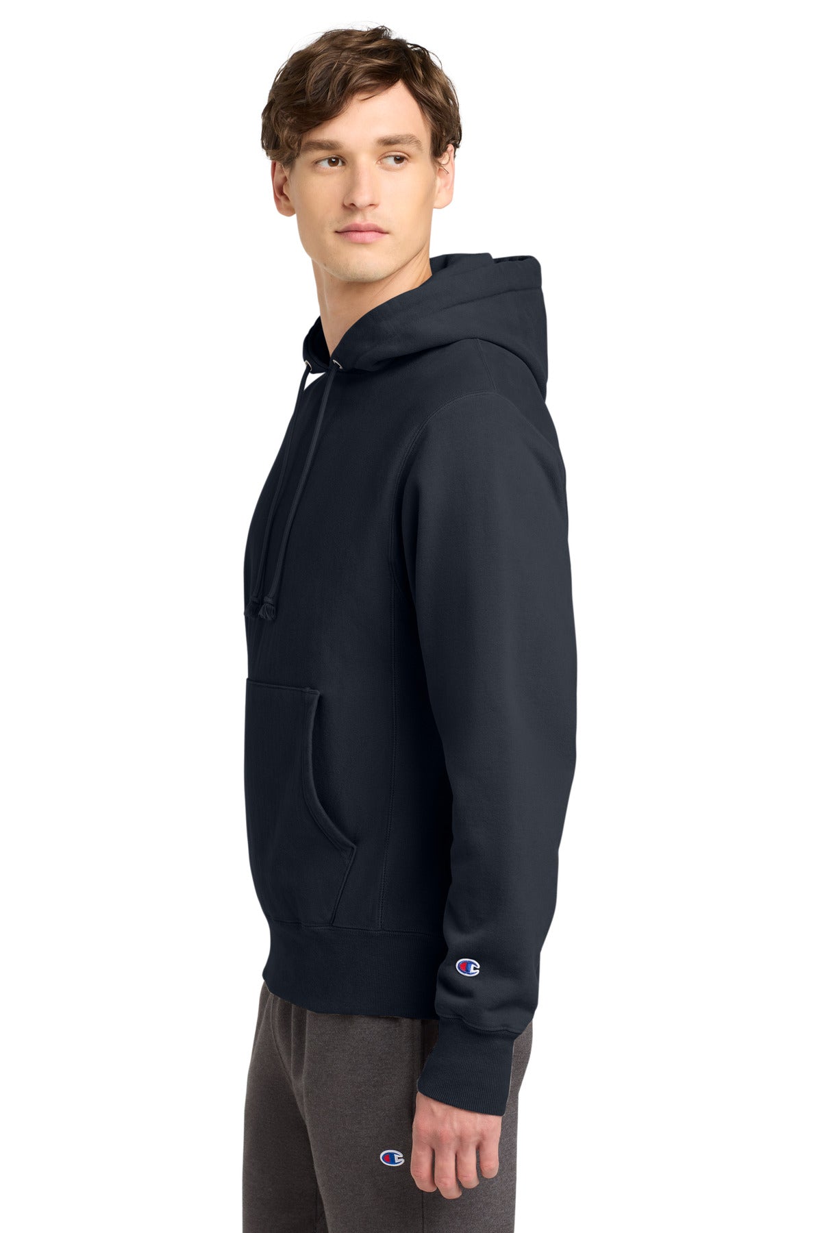 Navy Champion Reverse Weave Garment-Dyed Hooded Sweatshirt. GDS101