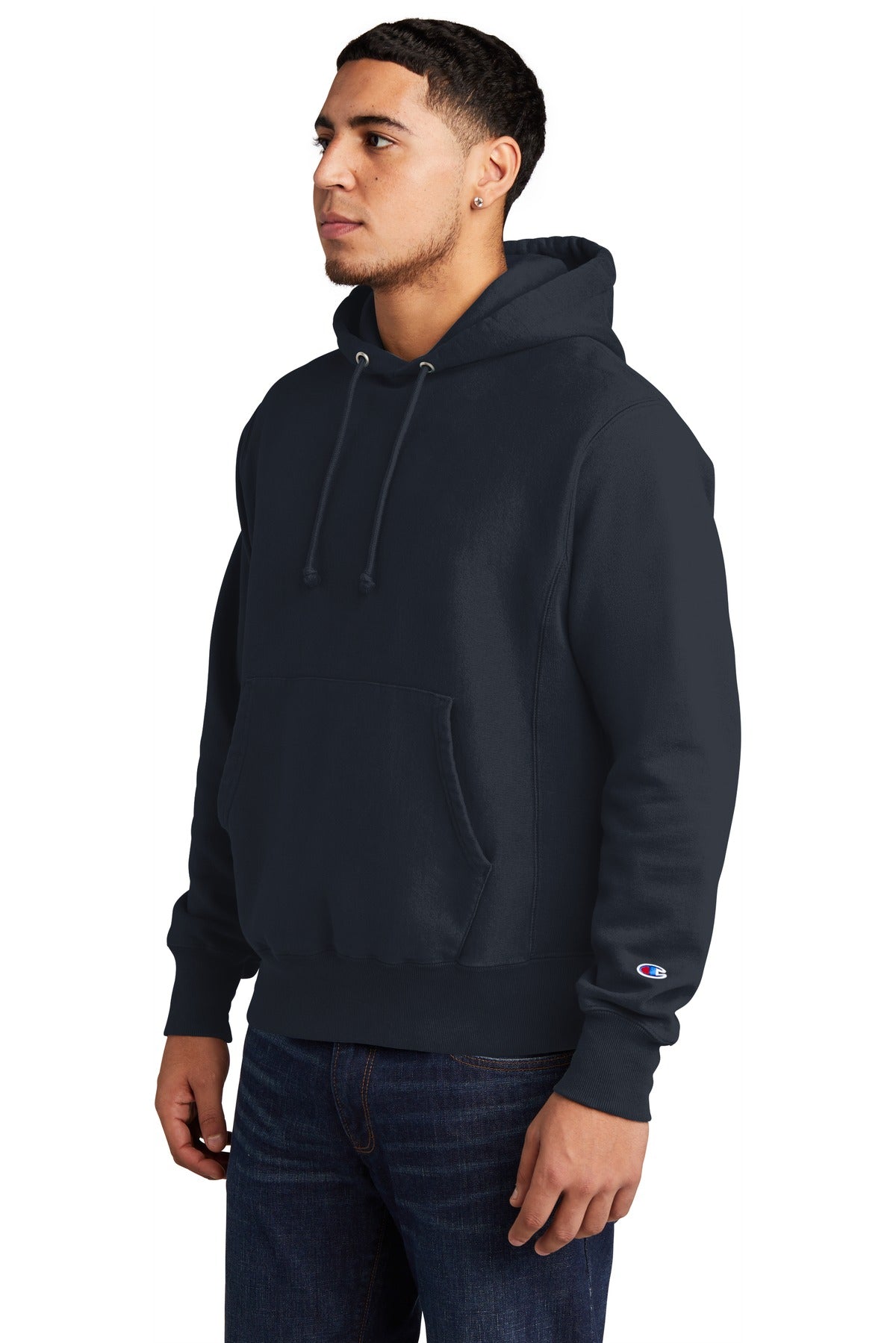 Navy Champion Reverse Weave Garment-Dyed Hooded Sweatshirt. GDS101
