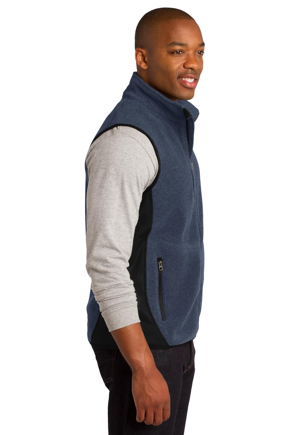 Navy Hthr/Blk Port Authority R-Tek Pro Fleece Full-Zip Vest. F228