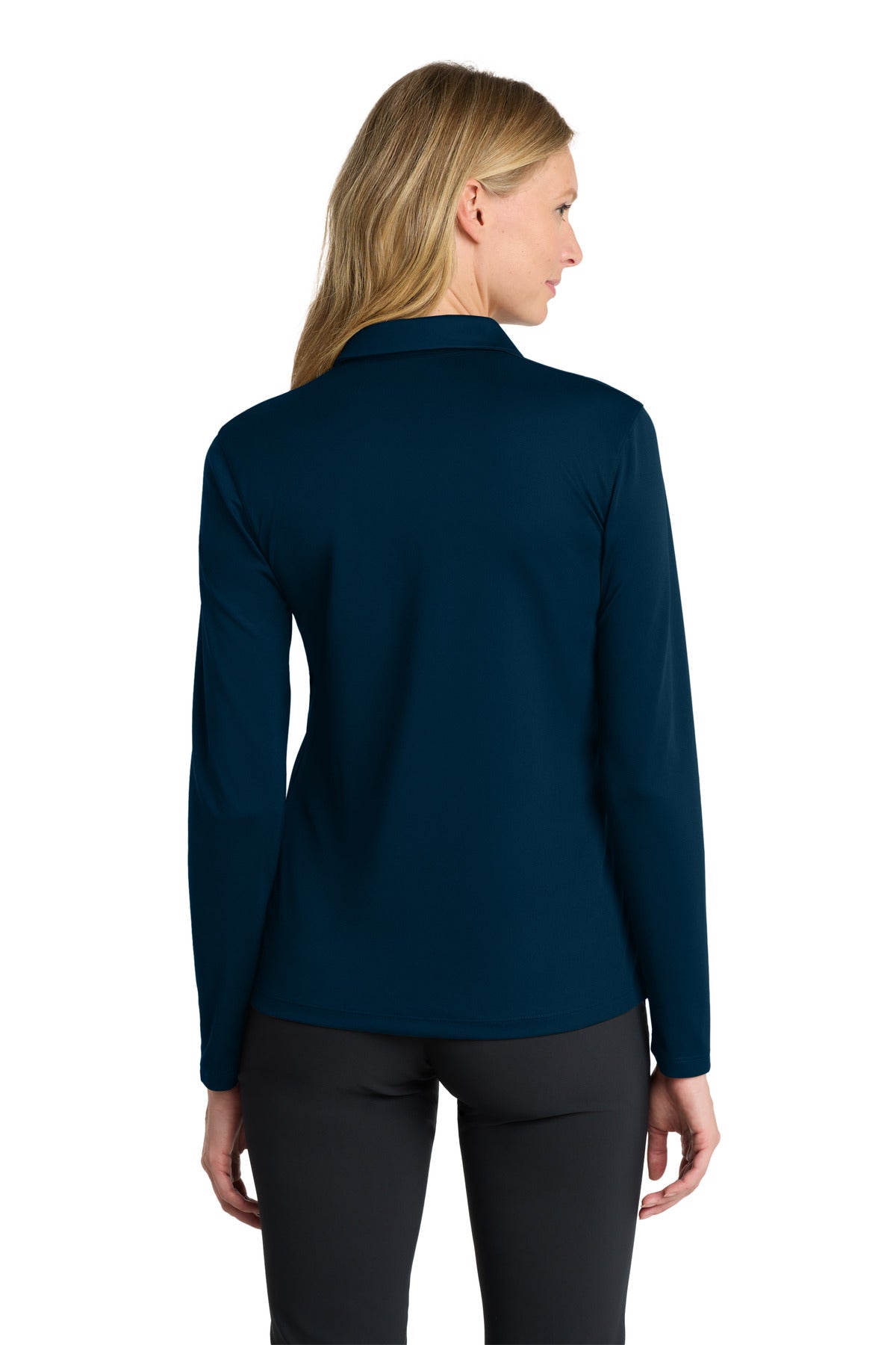 Navy Nike Women's Dri-FIT Micro Pique 2.0 Long Sleeve Polo NKDC2105