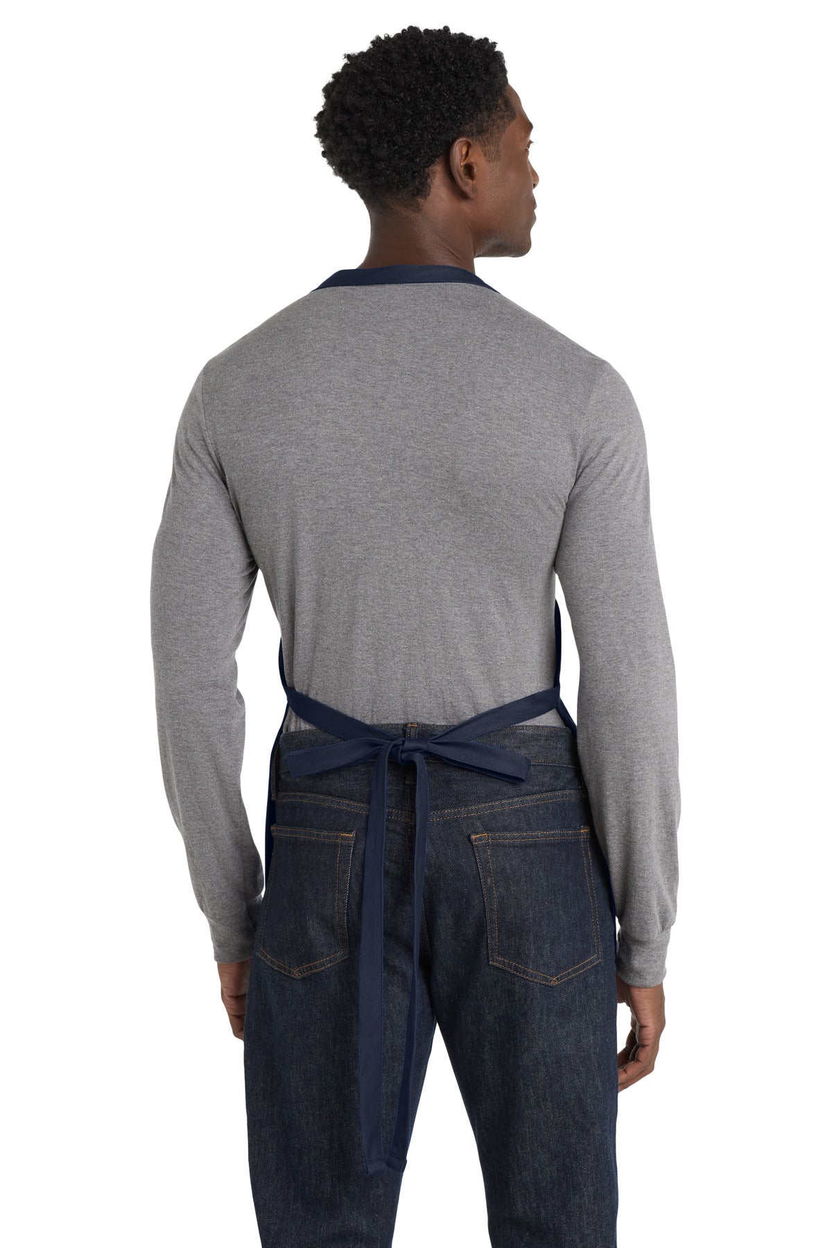 Navy Port Authority Medium-Length Apron with Pouch Pockets. A510