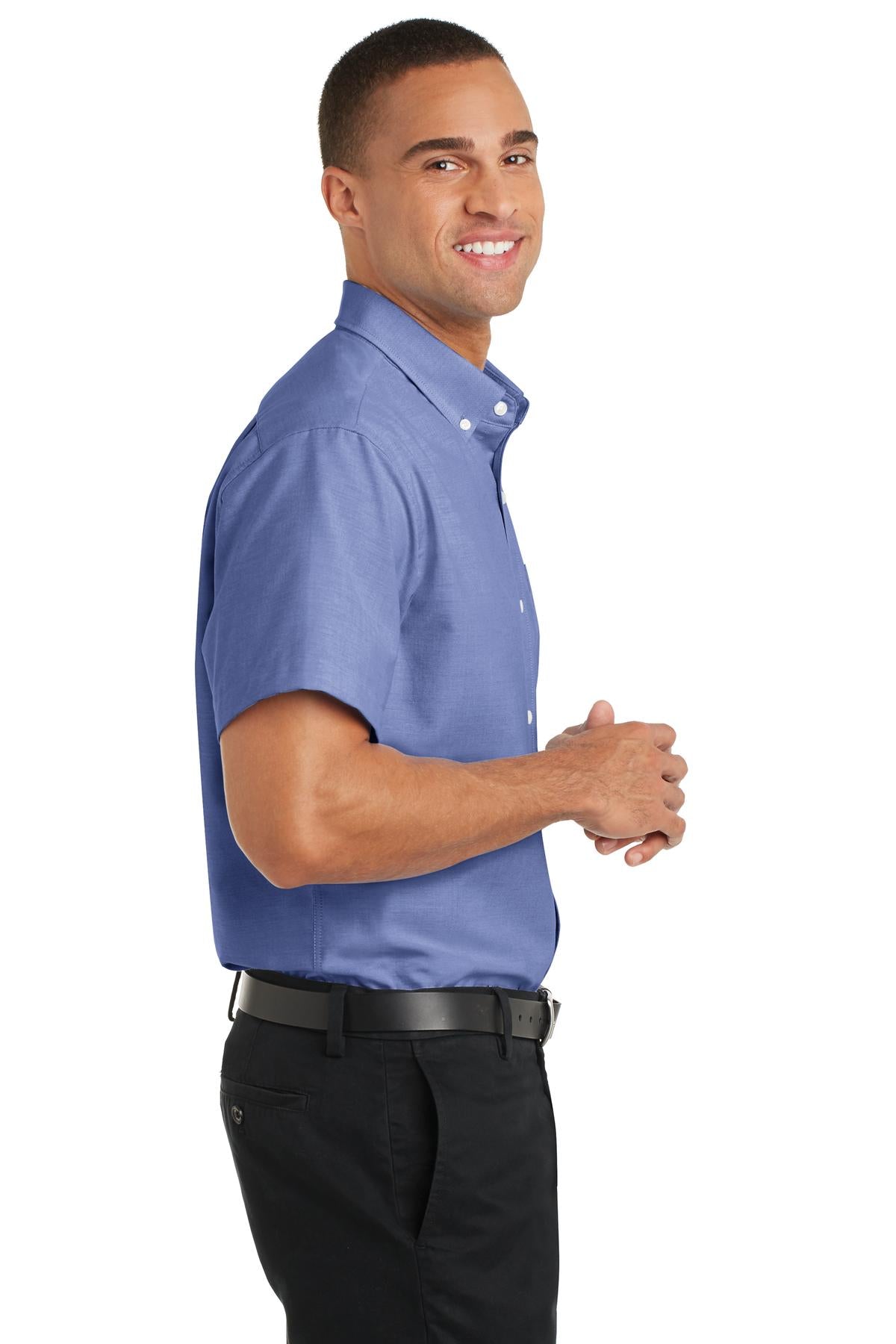 Navy Port Authority Short Sleeve SuperPro Oxford Shirt. S659
