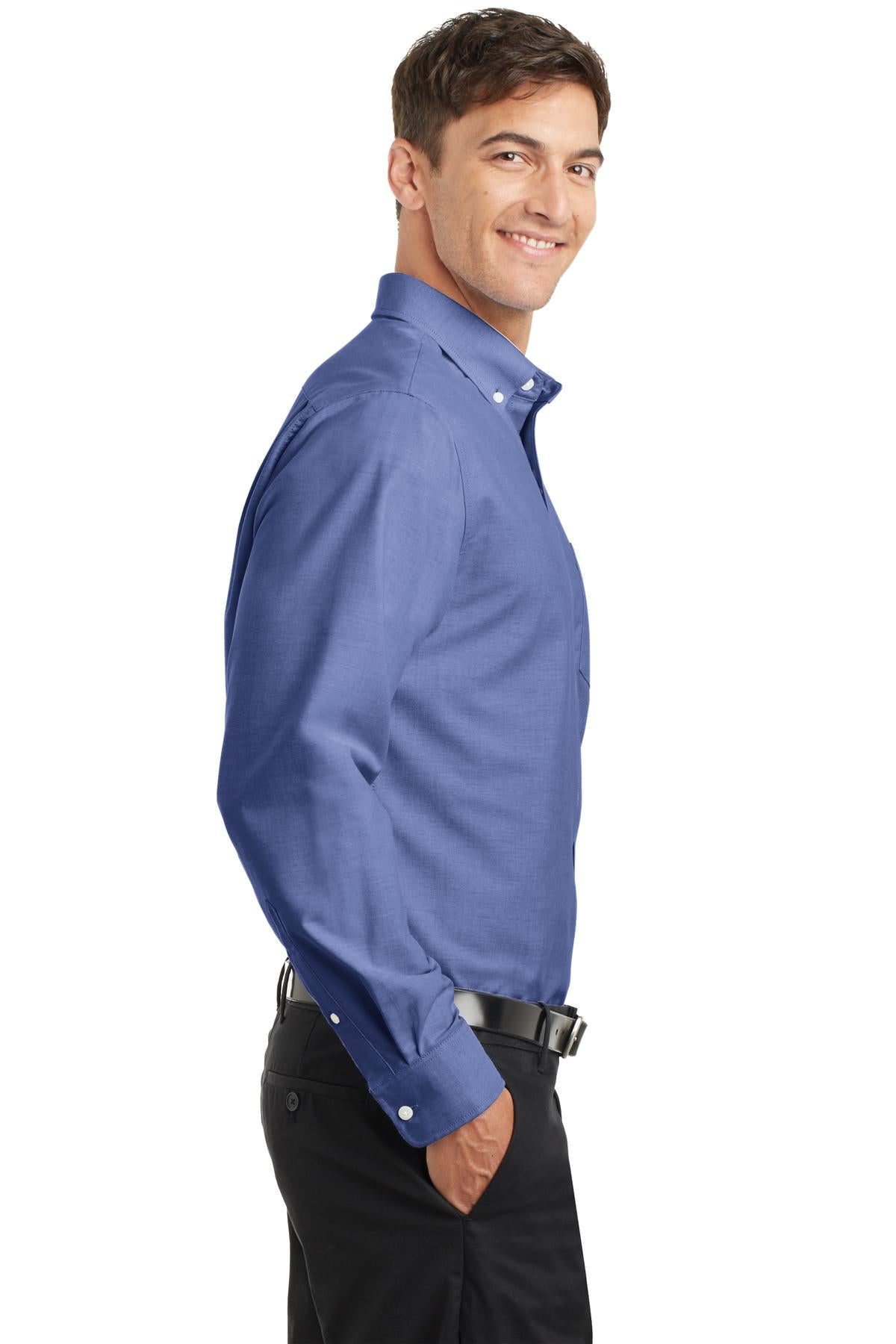 Navy Port Authority SuperPro Oxford Shirt. S658