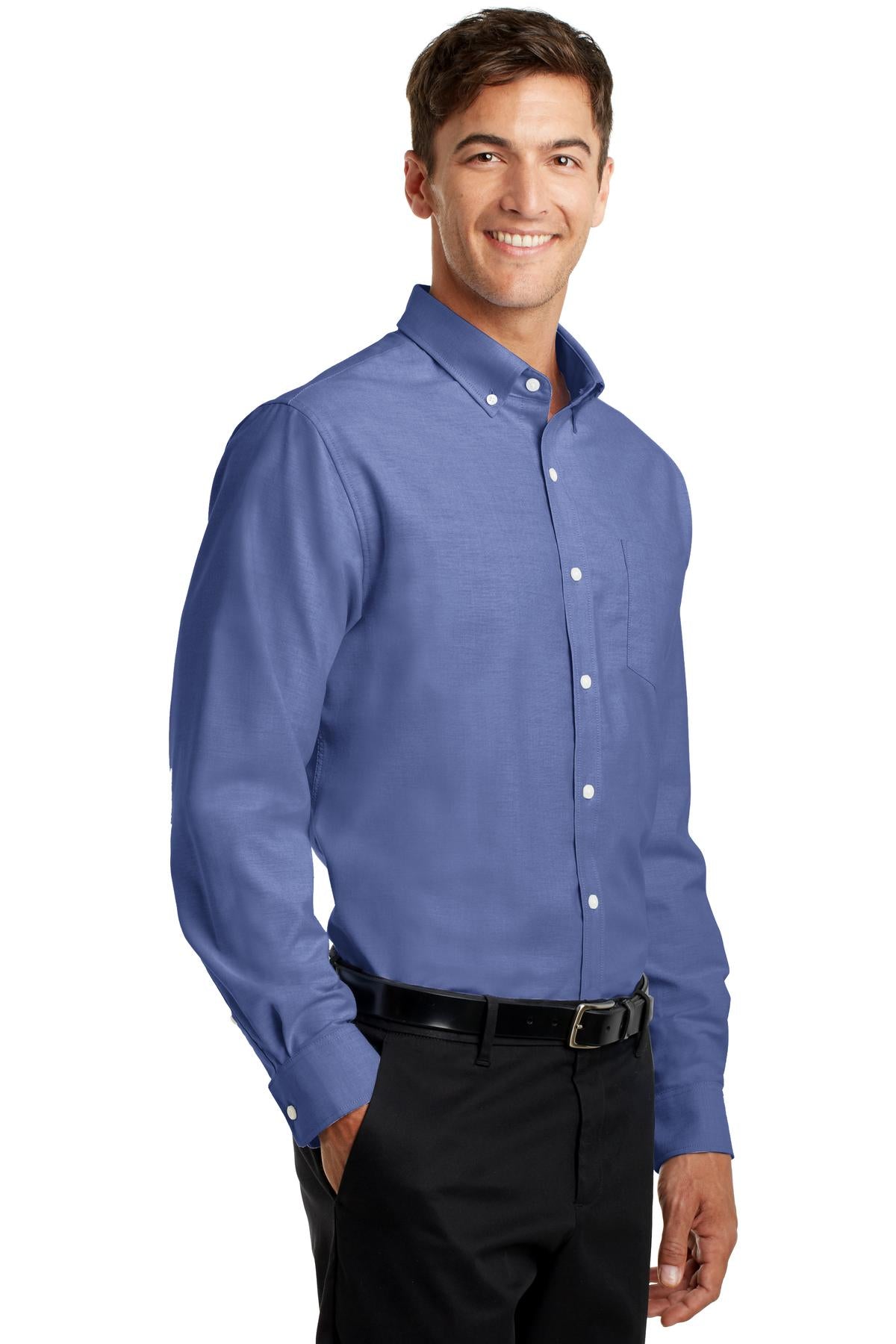 Navy Port Authority SuperPro Oxford Shirt. S658