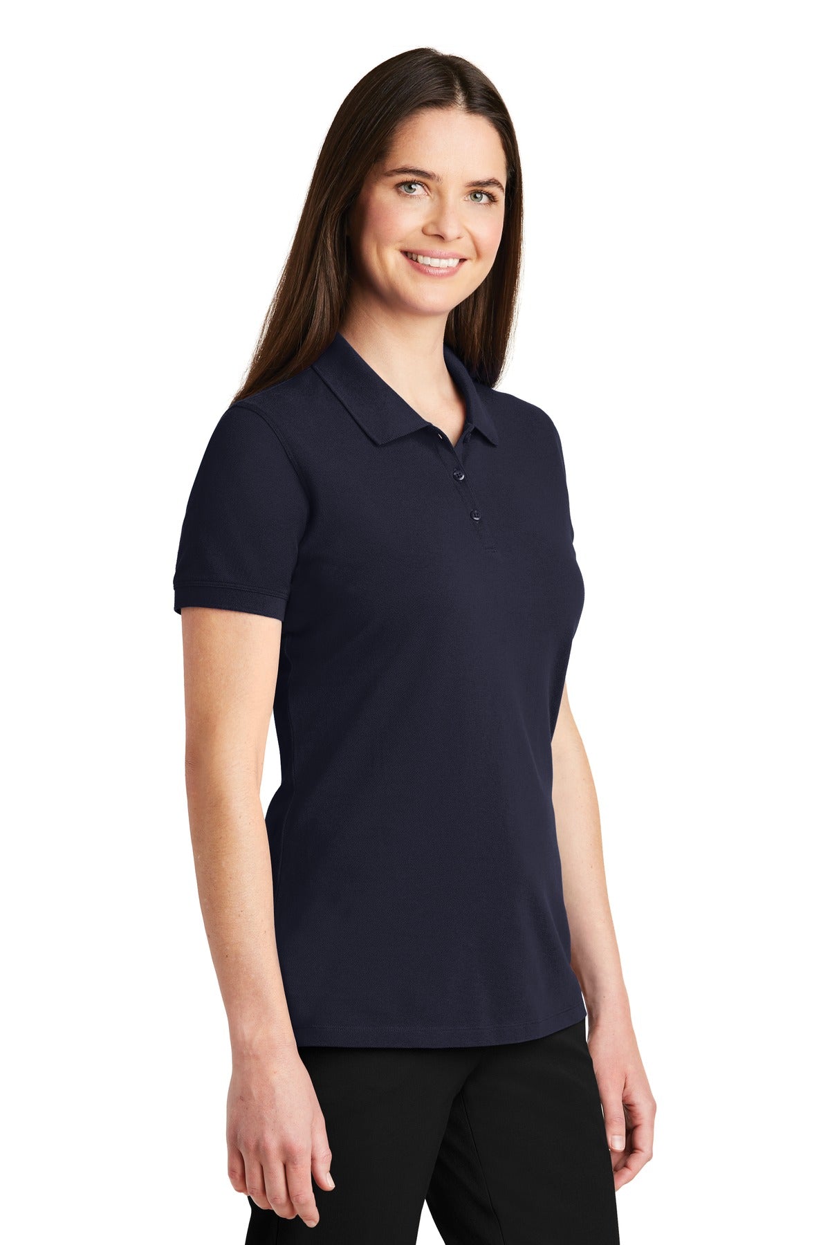Navy Port Authority Women's EZCotton Polo. LK8000