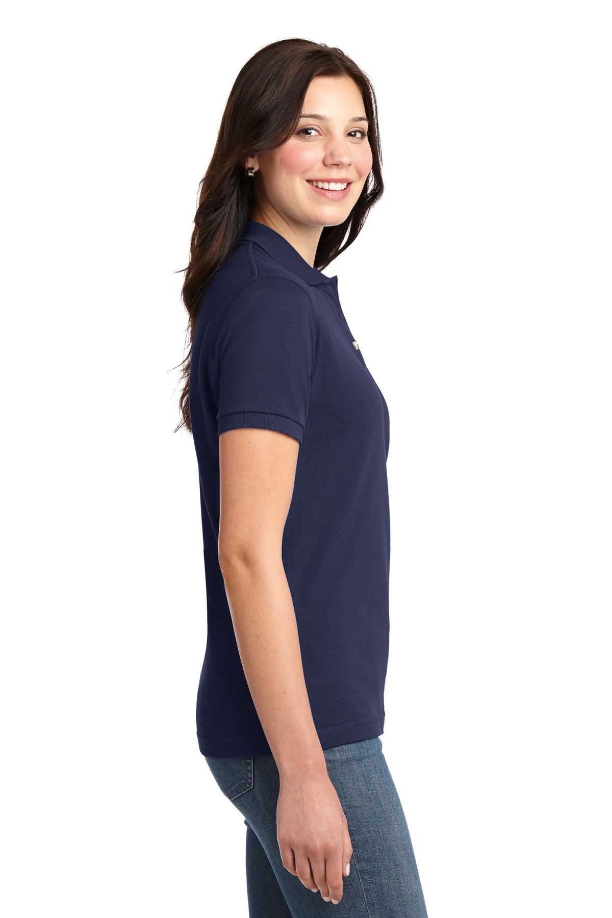 Navy Port Authority Women's Heavyweight Cotton Pique Polo. L420