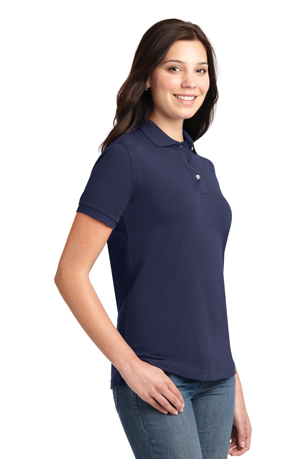 Navy Port Authority Women's Heavyweight Cotton Pique Polo. L420