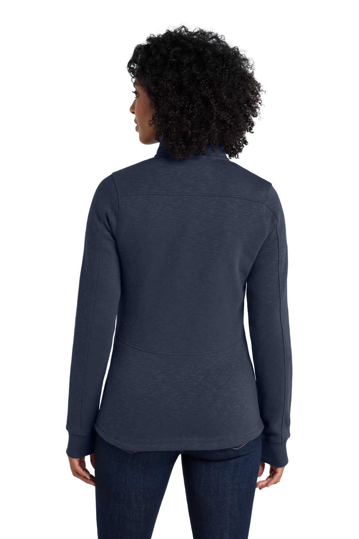 Navy Port Authority Women's Slub Fleece Full-Zip Jacket. L293