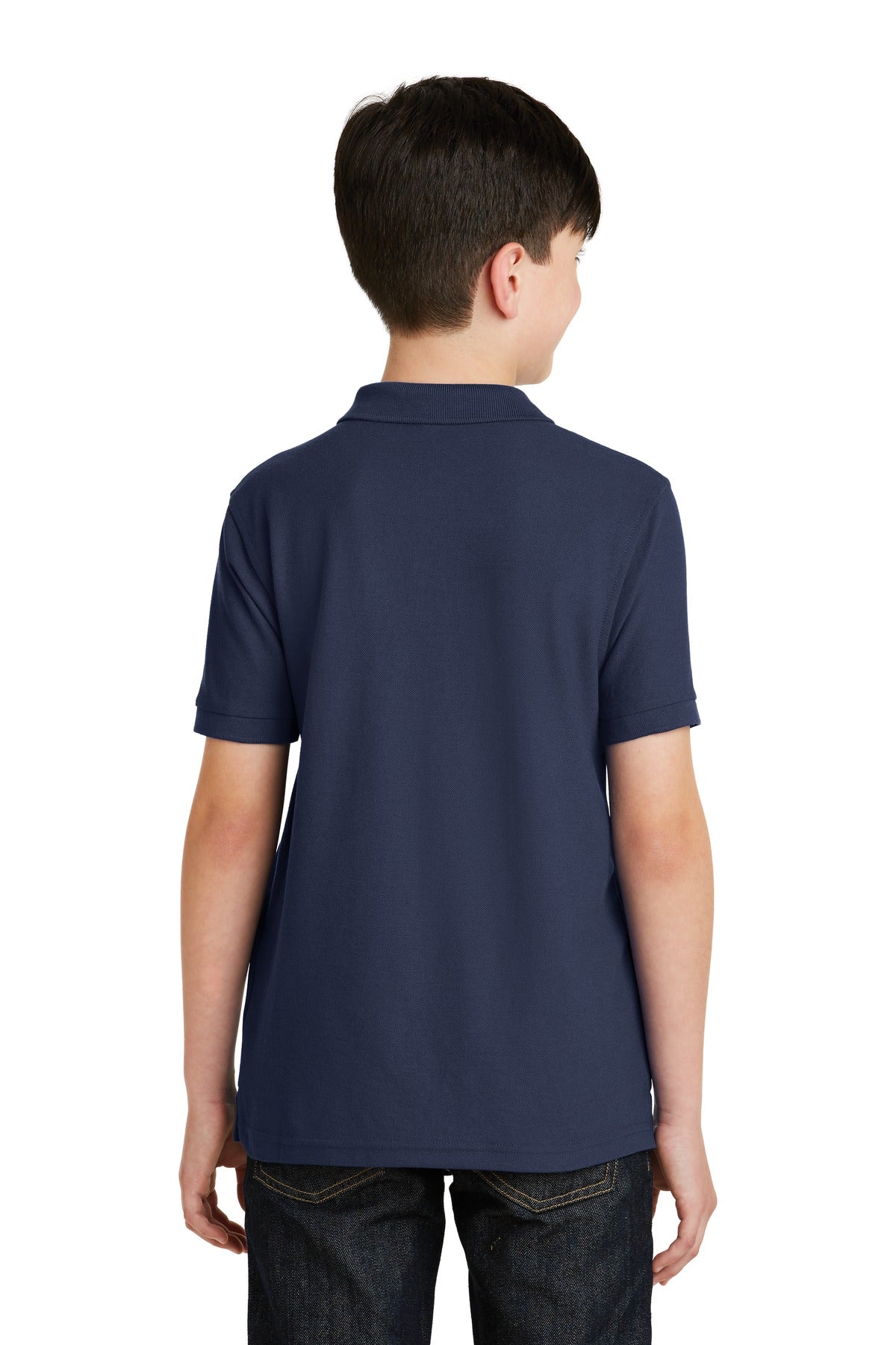 Navy Port Authority Youth Silk Touch Polo. Y500