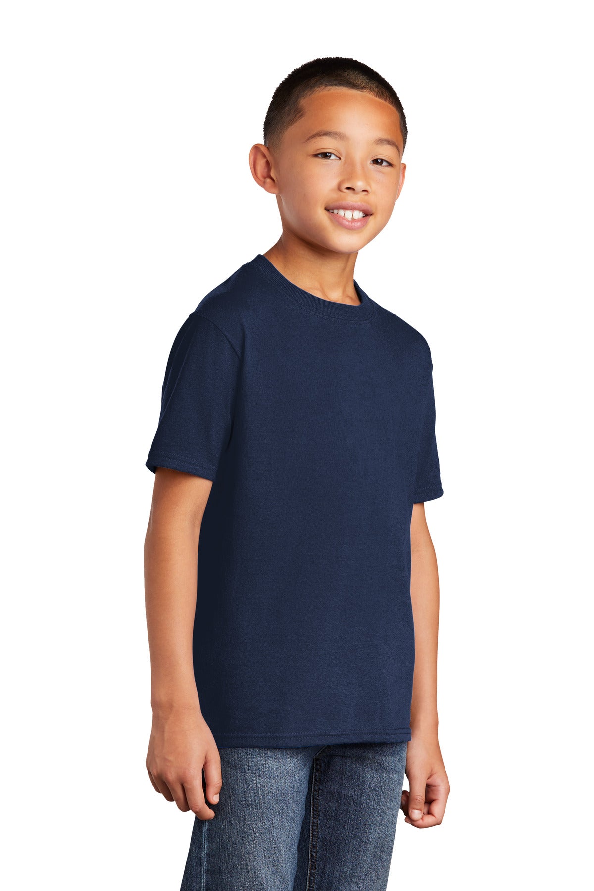 Navy Port & Company Youth Core Cotton DTG Tee PC54YDTG