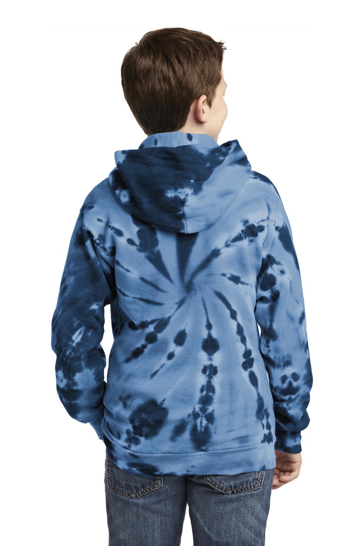 Navy Port & Company Youth Tie-Dye Pullover Hooded Sweatshirt. PC146Y