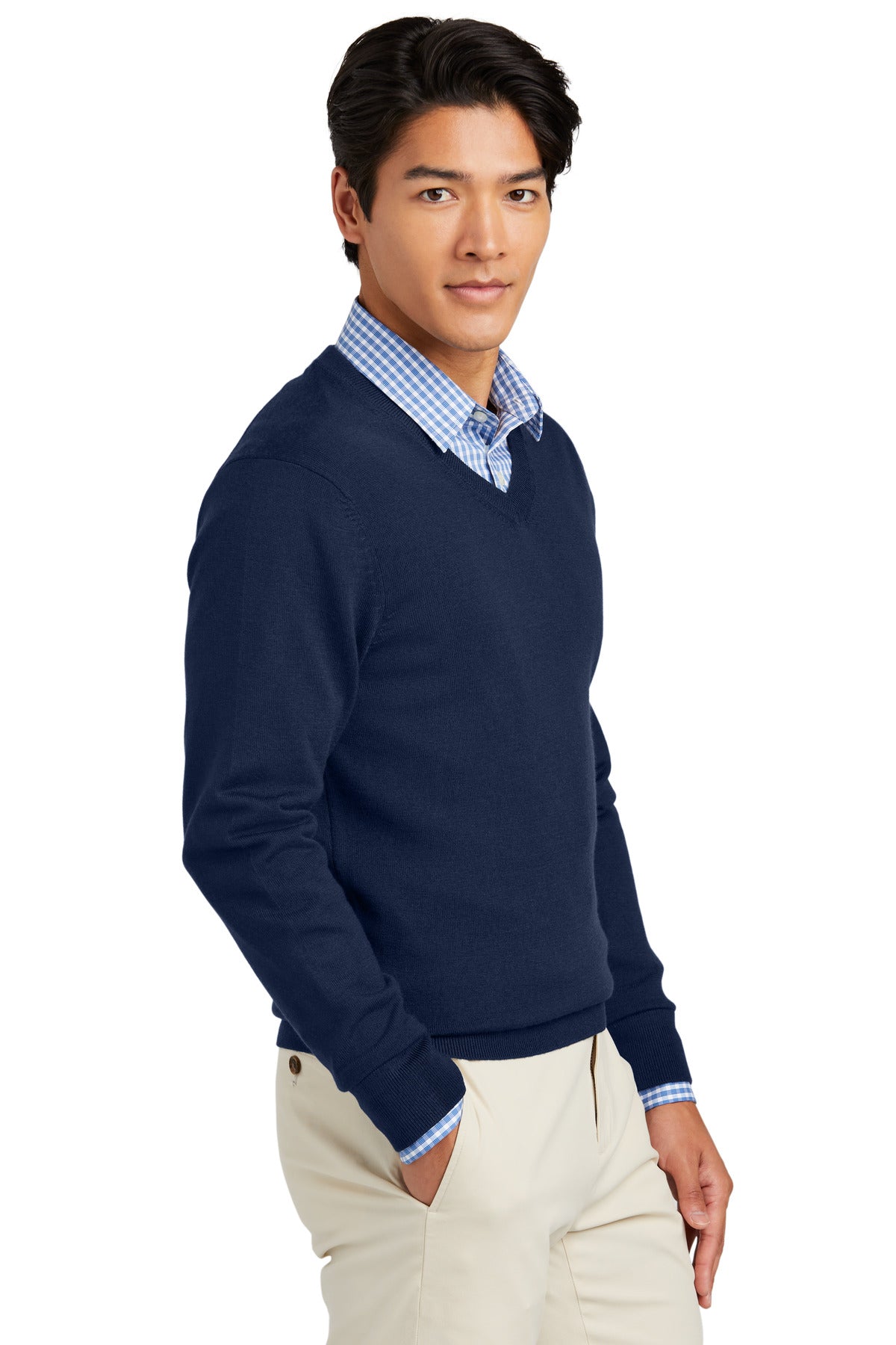NavyBlazer Brooks Brothers Washable Merino V-Neck Sweater BB18410