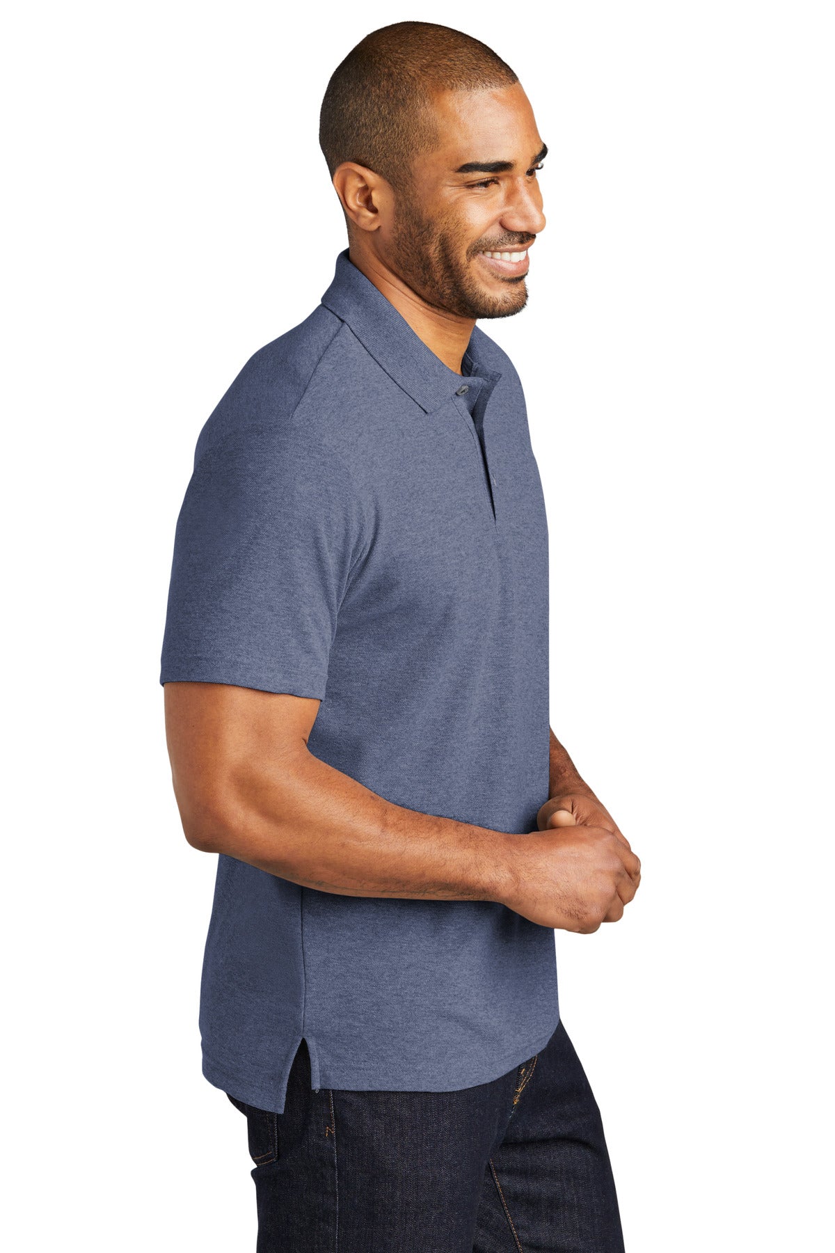 NavyHthr Port Authority C-FREE Cotton Blend Pique Polo K867
