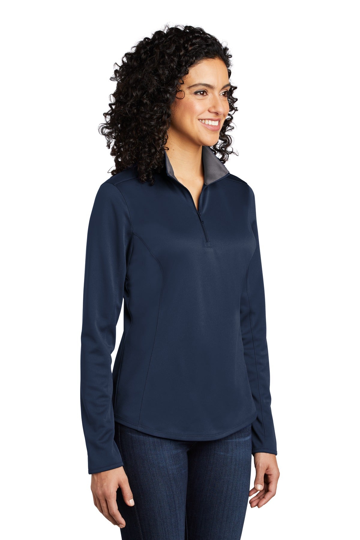 Navy/Steel Gry Port Authority Women's Silk Touch Performance 1/4-Zip LK584
