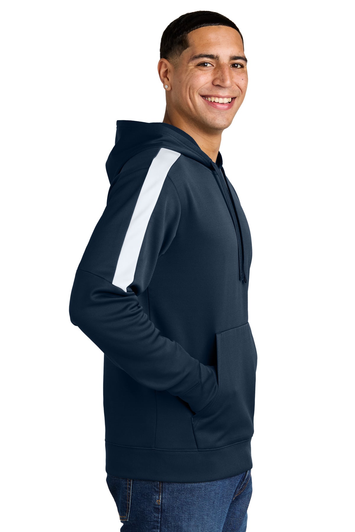 Navy/White Sport-Tek Sport-Wick Fleece United Pullover Hoodie ST255