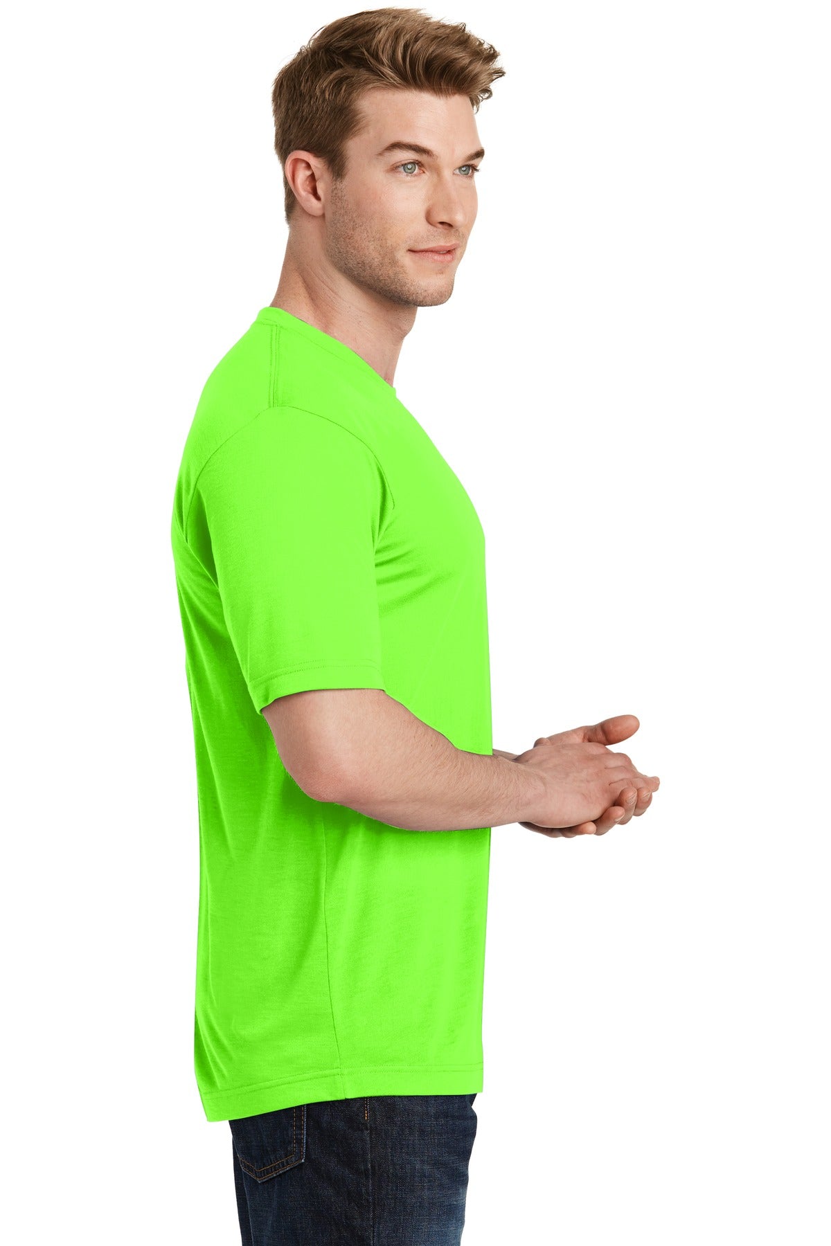 Neon Green Sport-Tek PosiCharge Competitor Cotton Touch Tee. ST450