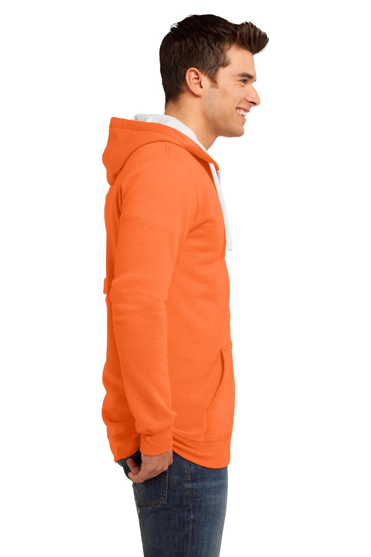 Neon Orange District The Concert Fleece Full-Zip Hoodie. DT800