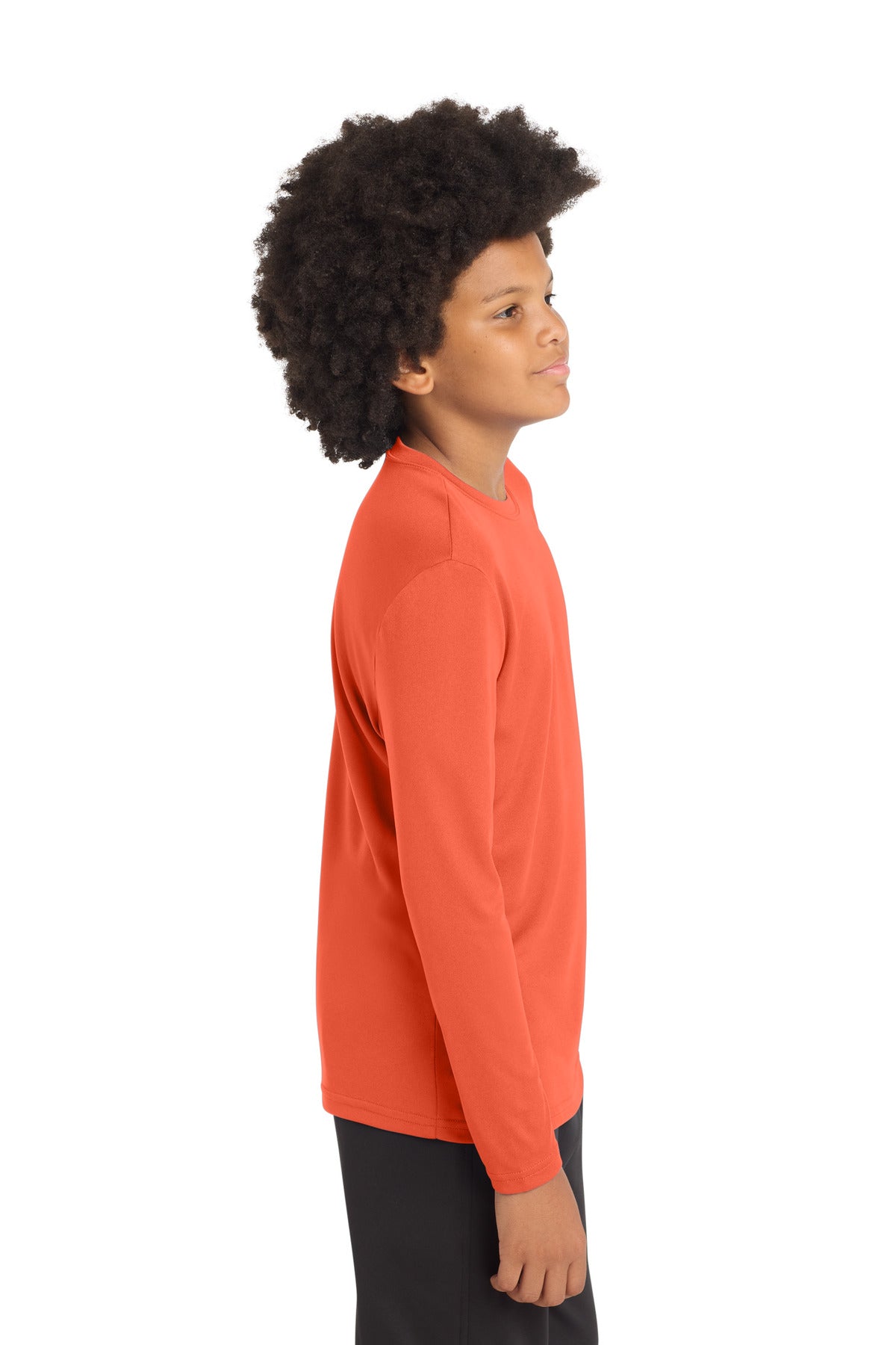 Neon Orange Sport-Tek Youth Long Sleeve PosiCharge Competitor Tee. YST350LS