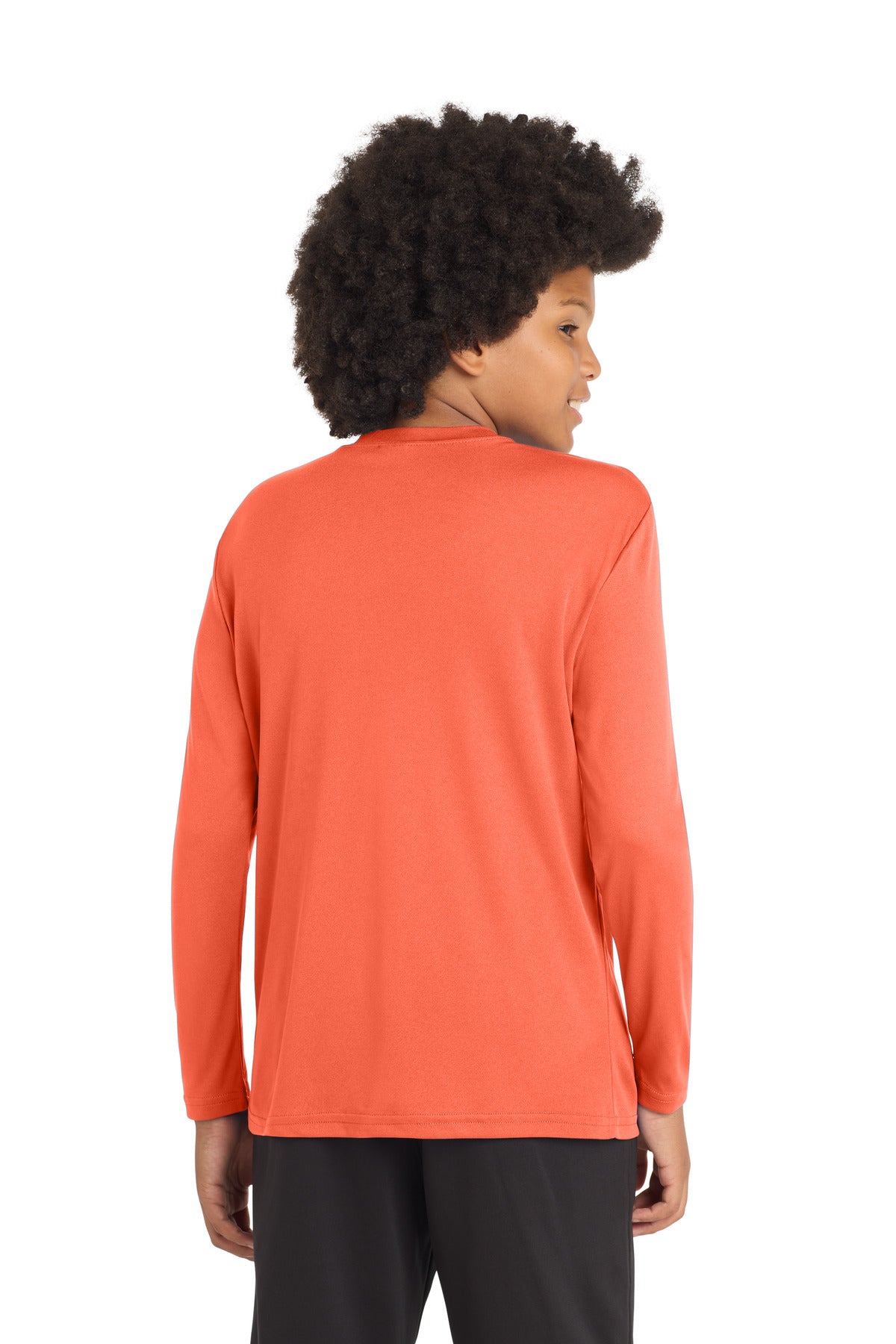 Neon Orange Sport-Tek Youth Long Sleeve PosiCharge Competitor Tee. YST350LS
