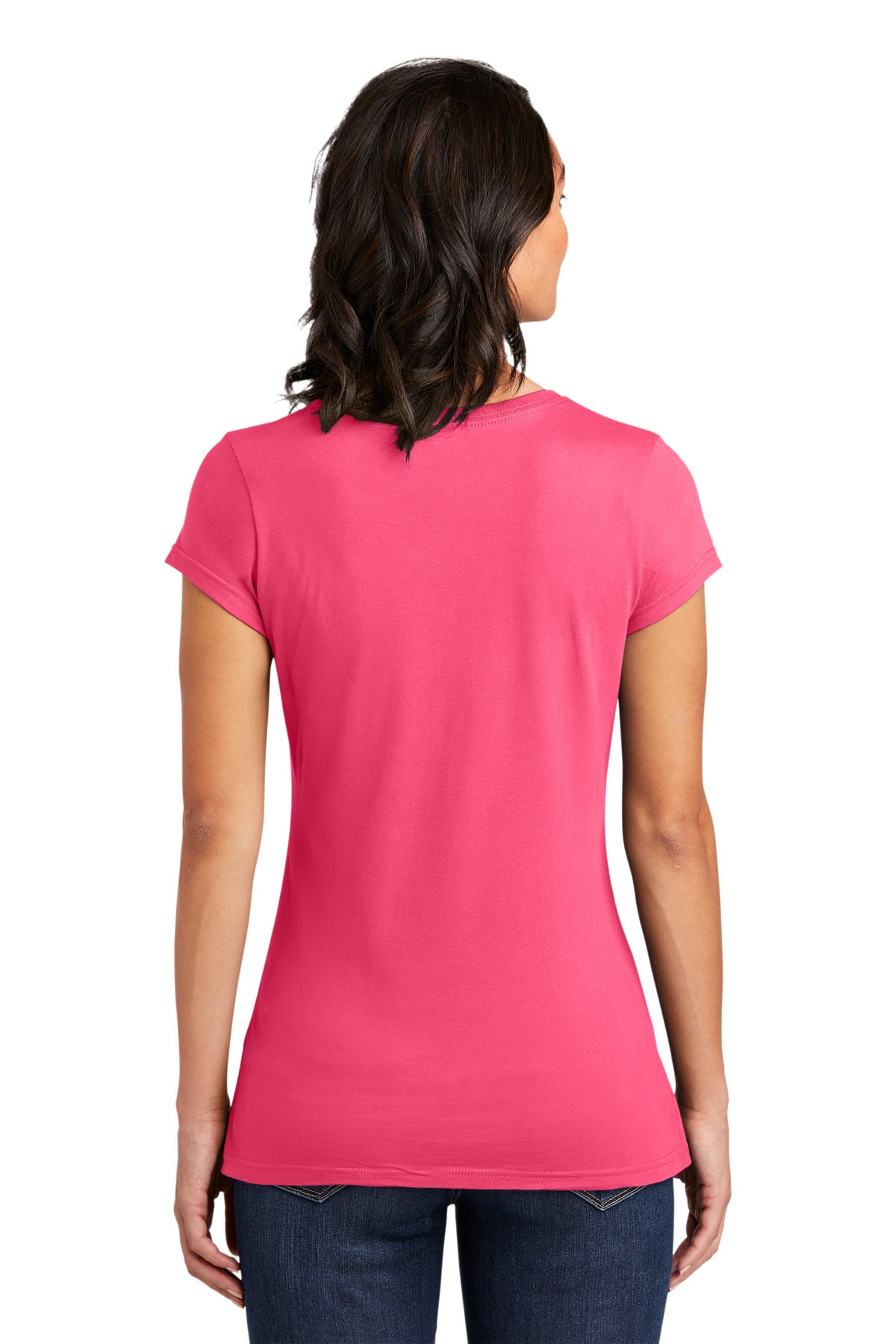 Neon Pink District Women's Fitted Very Important Tee . DT6001