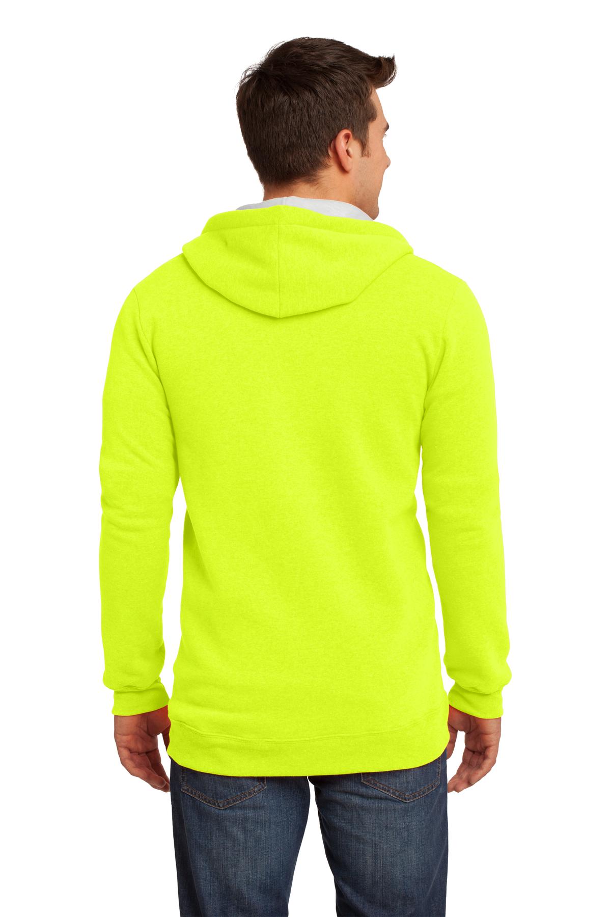 Neon Yellow District The Concert Fleece Full-Zip Hoodie. DT800