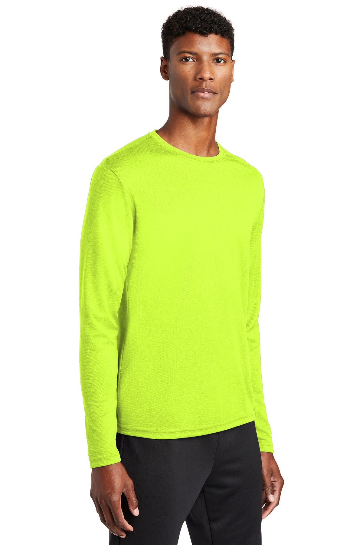 Neon Yellow Sport-Tek PosiCharge RacerMesh Long Sleeve Tee. ST340LS