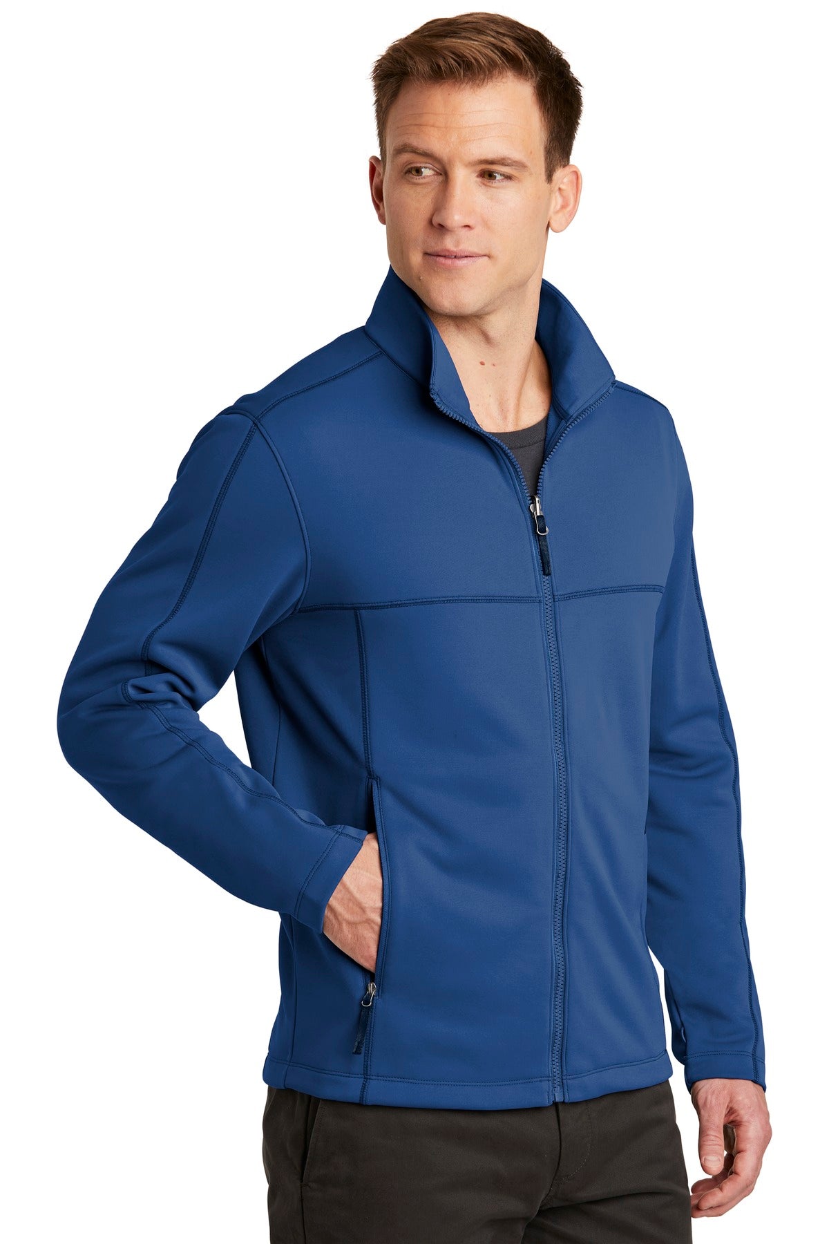 Night Sky Blue Port Authority Collective Smooth Fleece Jacket. F904