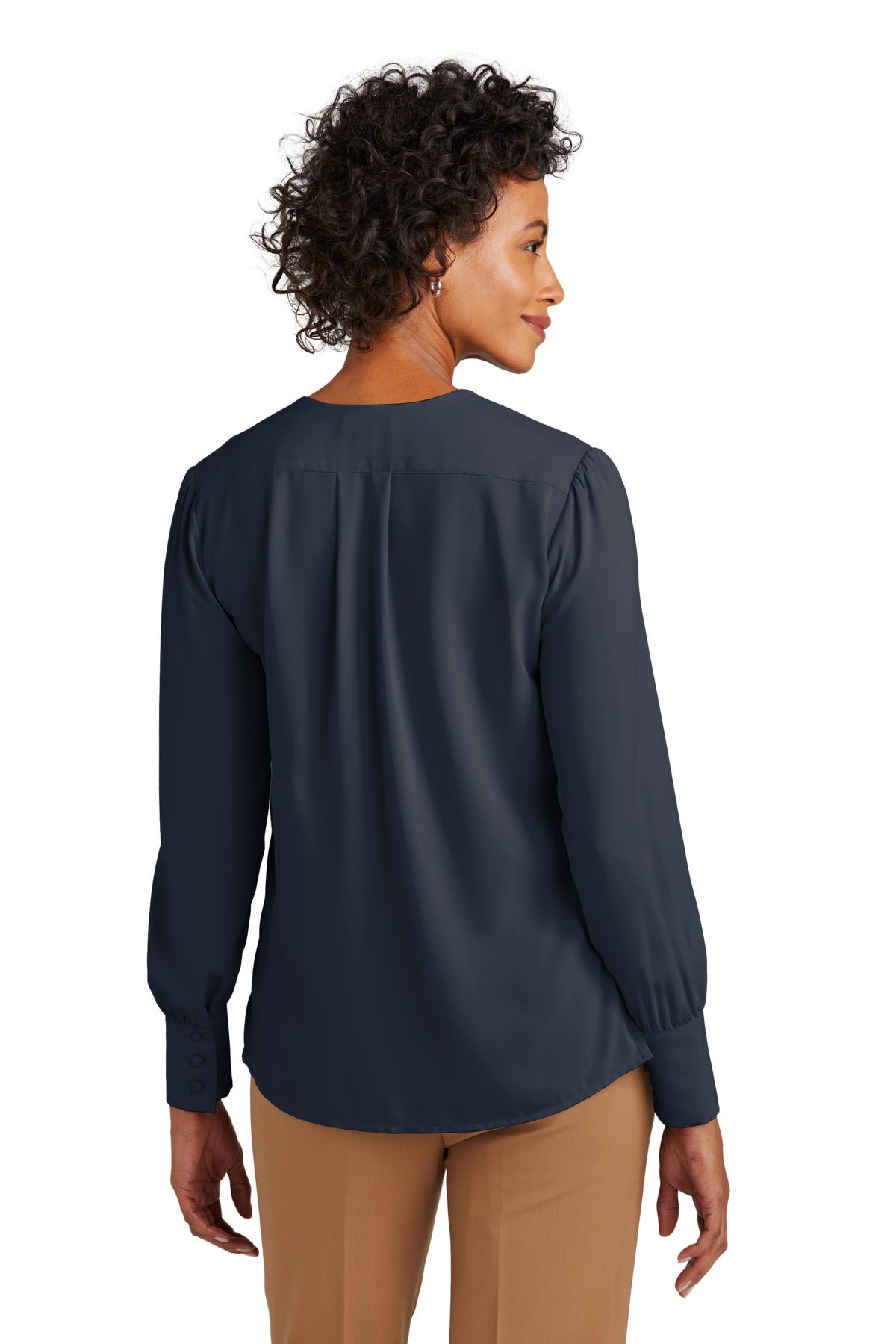 NightNavy Brooks Brothers Women's Open-Neck Satin Blouse BB18009