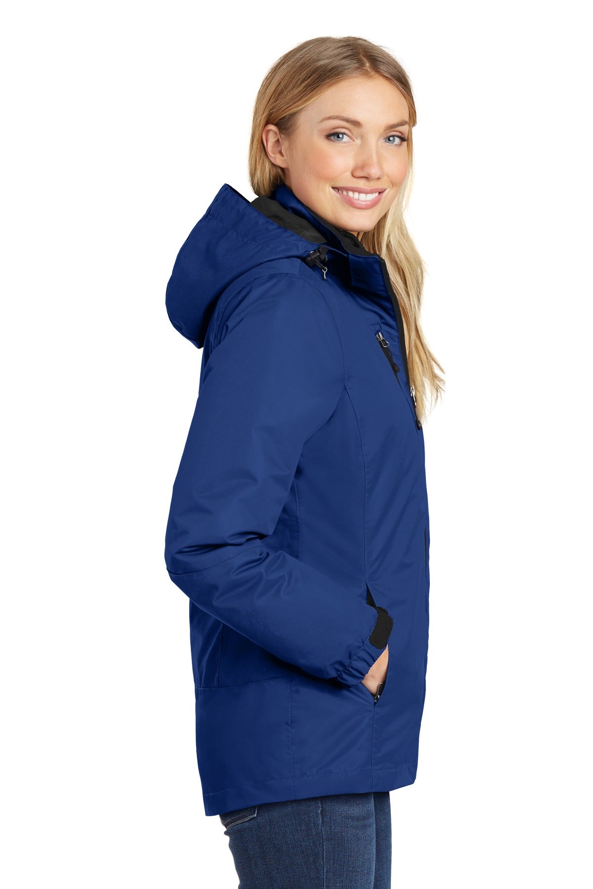Nt Sky Blue/Bk Port Authority Women's Vortex Waterproof 3-in-1 Jacket. L332