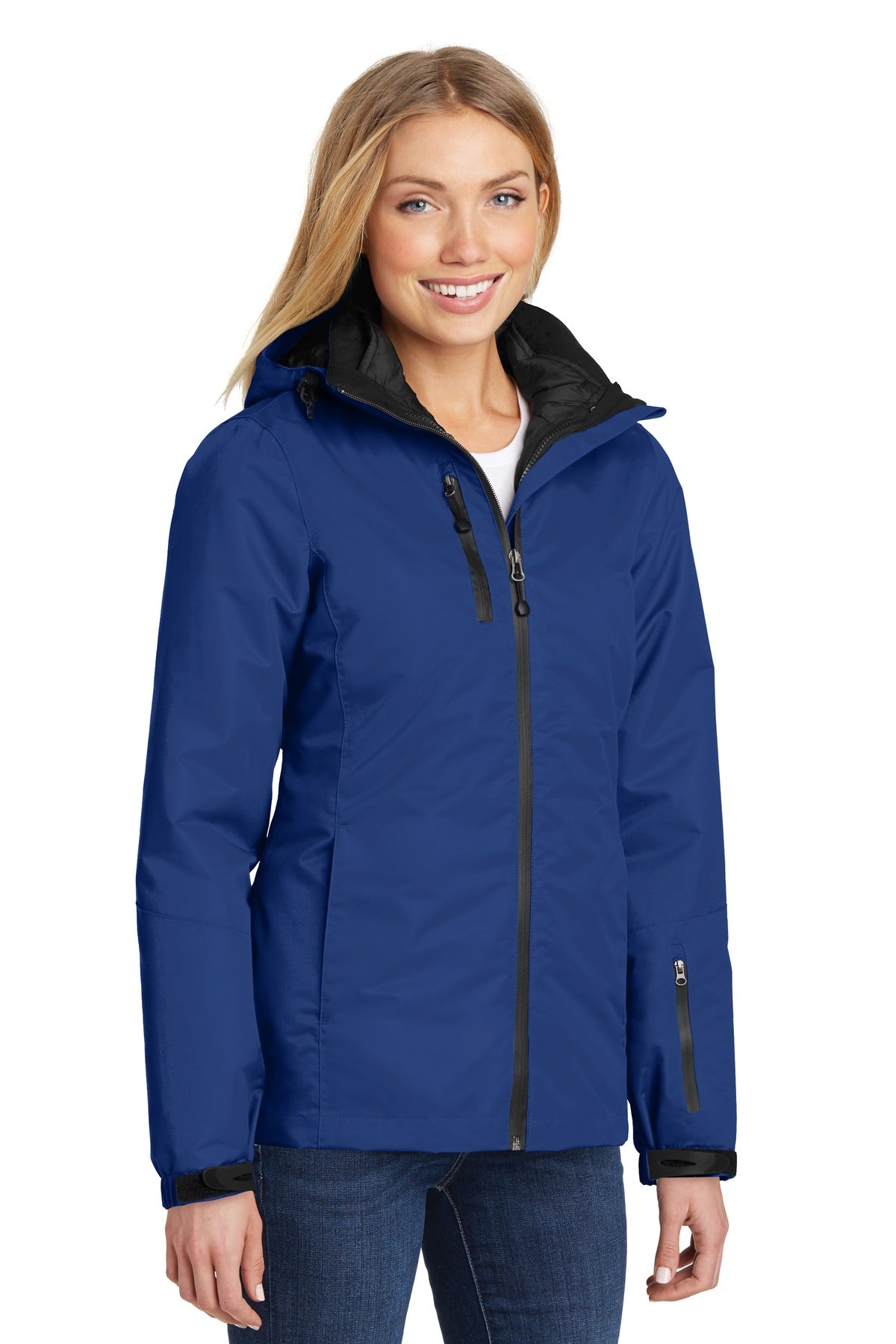 Nt Sky Blue/Bk Port Authority Women's Vortex Waterproof 3-in-1 Jacket. L332