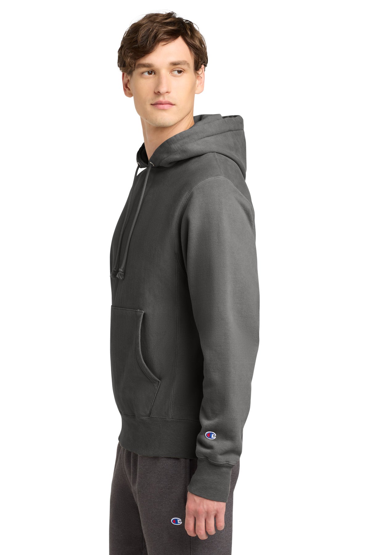 NwRailroad Champion Reverse Weave Garment-Dyed Hooded Sweatshirt. GDS101
