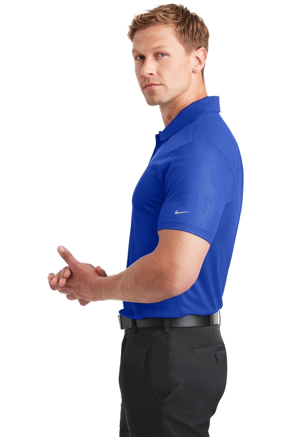 Old Royal Nike Dri-FIT Embossed Tri-Blade Polo. 838964